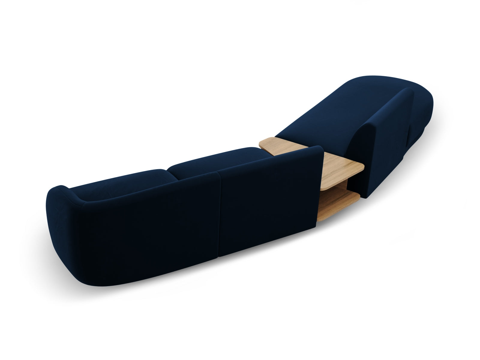 Miley Velour modulares Sofa links 4 Sitzer in Royal Blue präsentiert im Onlineshop von KAQTU Design AG. L-Sofa links ist von Micadoni