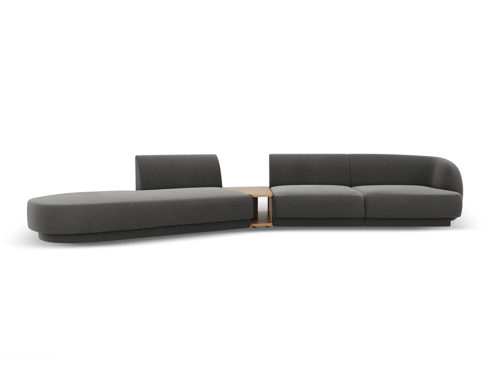 Miley Velour modulares Sofa links 4 Sitzer in Light Grey präsentiert im Onlineshop von KAQTU Design AG. L-Sofa links ist von Micadoni