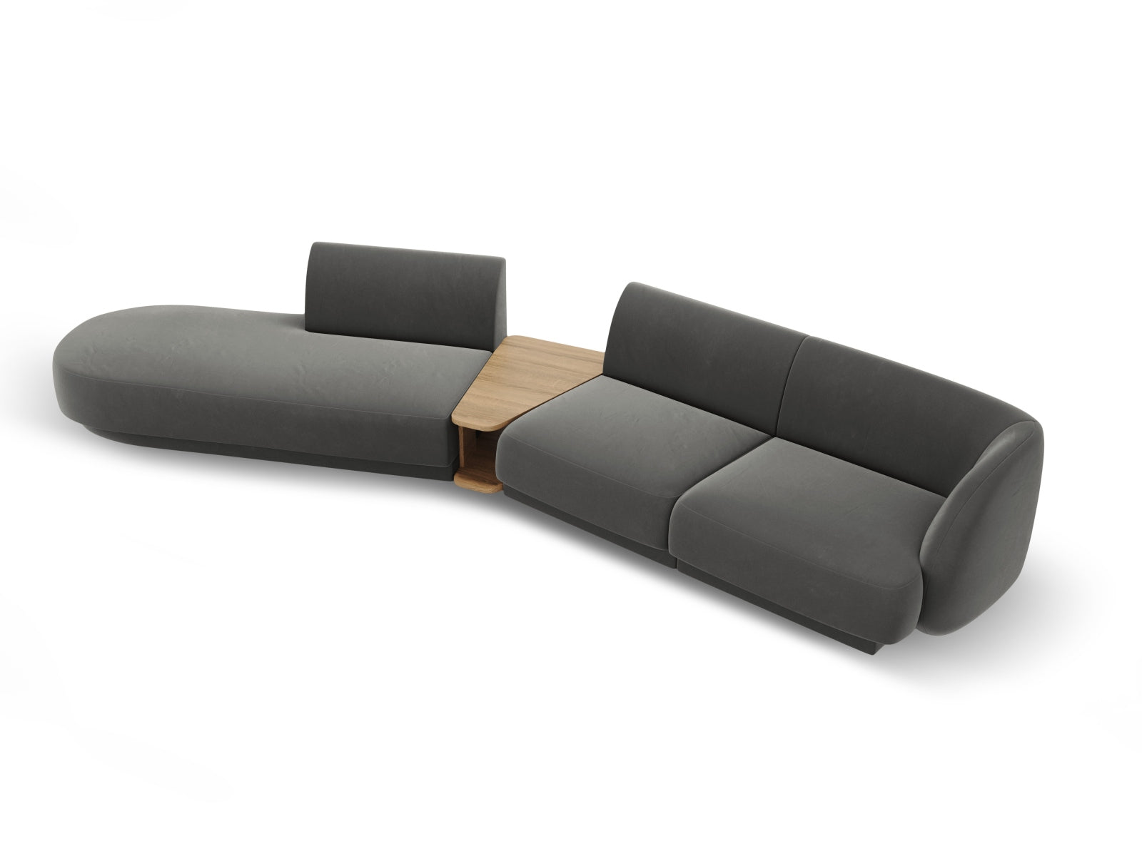 Miley Velour modulares Sofa links 4 Sitzer in Light Grey präsentiert im Onlineshop von KAQTU Design AG. L-Sofa links ist von Micadoni