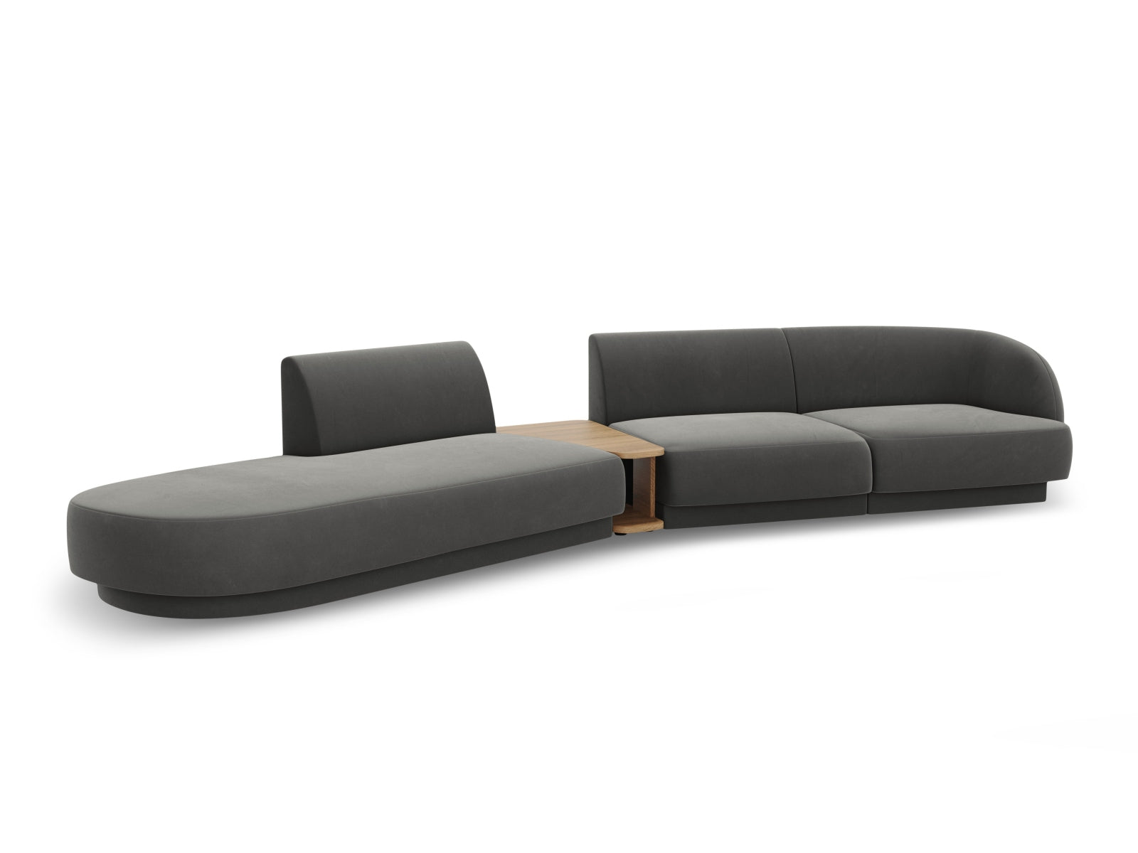 Miley Velour modulares Sofa links 4 Sitzer in Light Grey präsentiert im Onlineshop von KAQTU Design AG. L-Sofa links ist von Micadoni