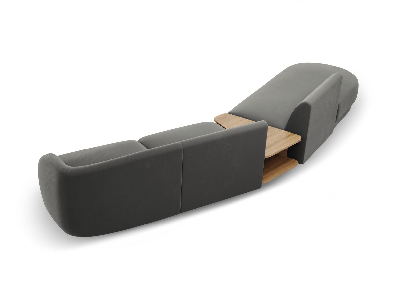 Miley Velour modulares Sofa links 4 Sitzer in Light Grey präsentiert im Onlineshop von KAQTU Design AG. L-Sofa links ist von Micadoni