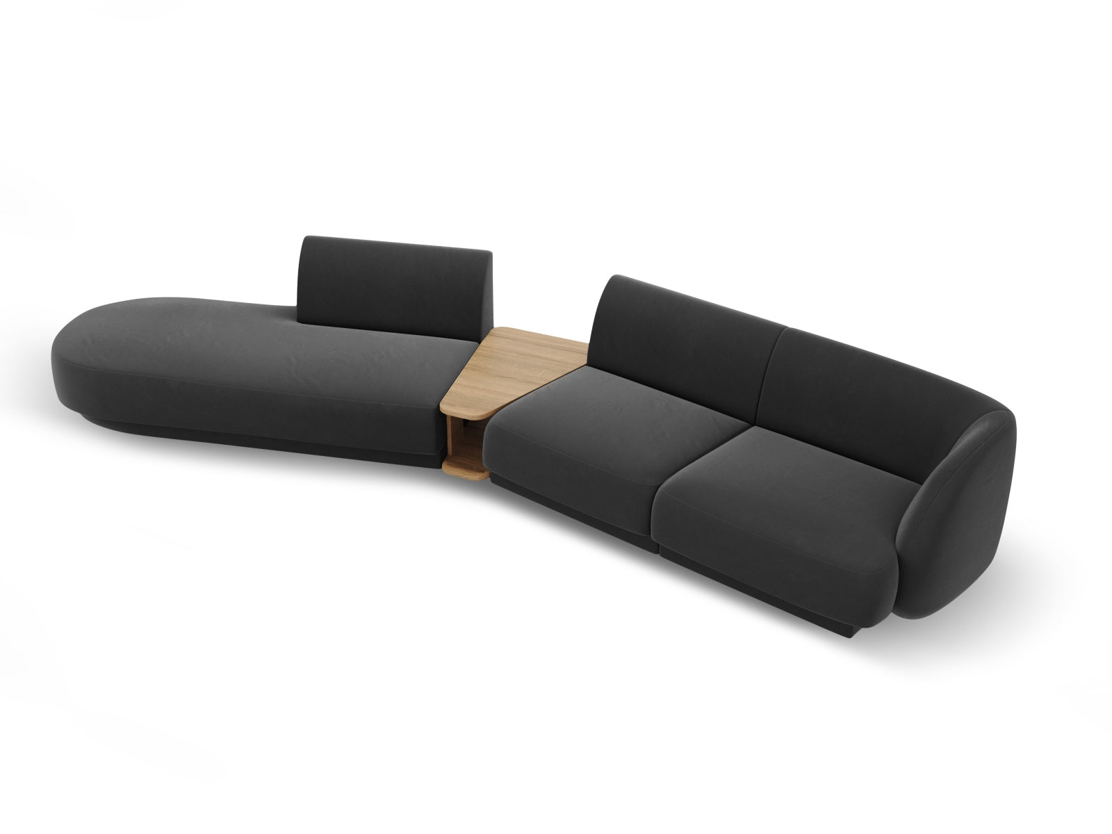 Miley Velour modulares Sofa links 4 Sitzer in Grey präsentiert im Onlineshop von KAQTU Design AG. L-Sofa links ist von Micadoni