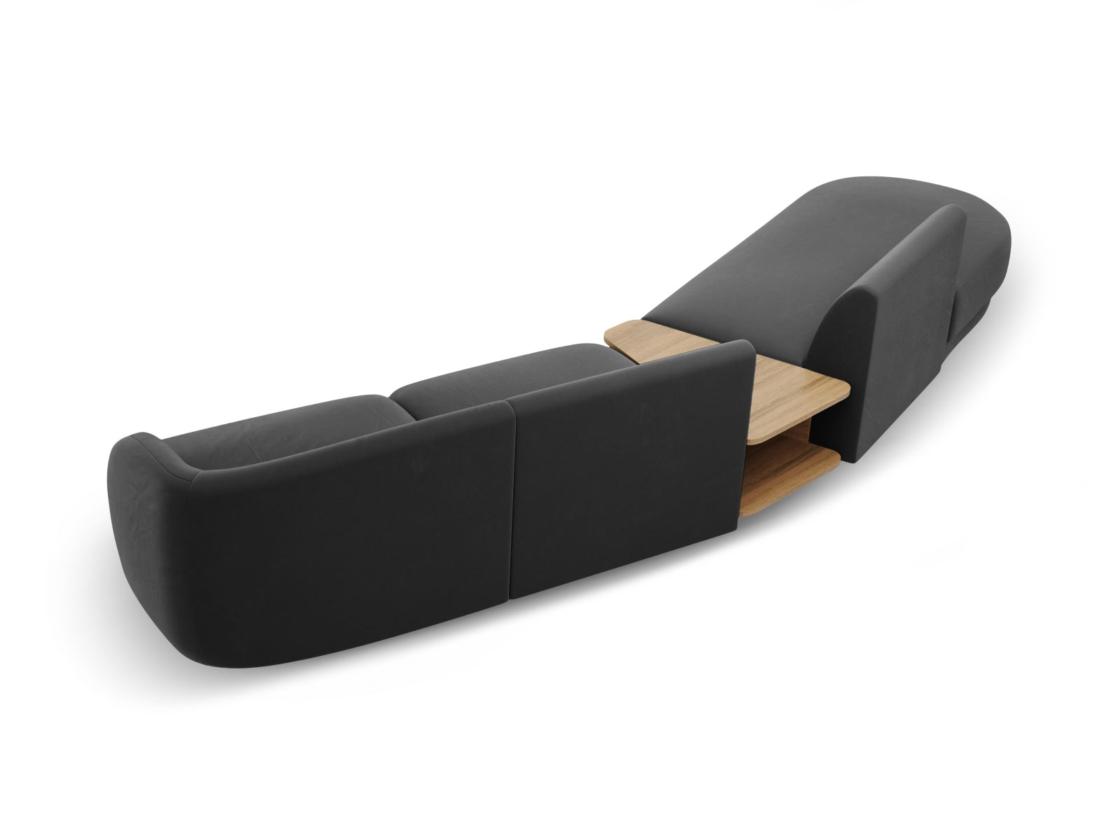 Miley Velour modulares Sofa links 4 Sitzer in Grey präsentiert im Onlineshop von KAQTU Design AG. L-Sofa links ist von Micadoni