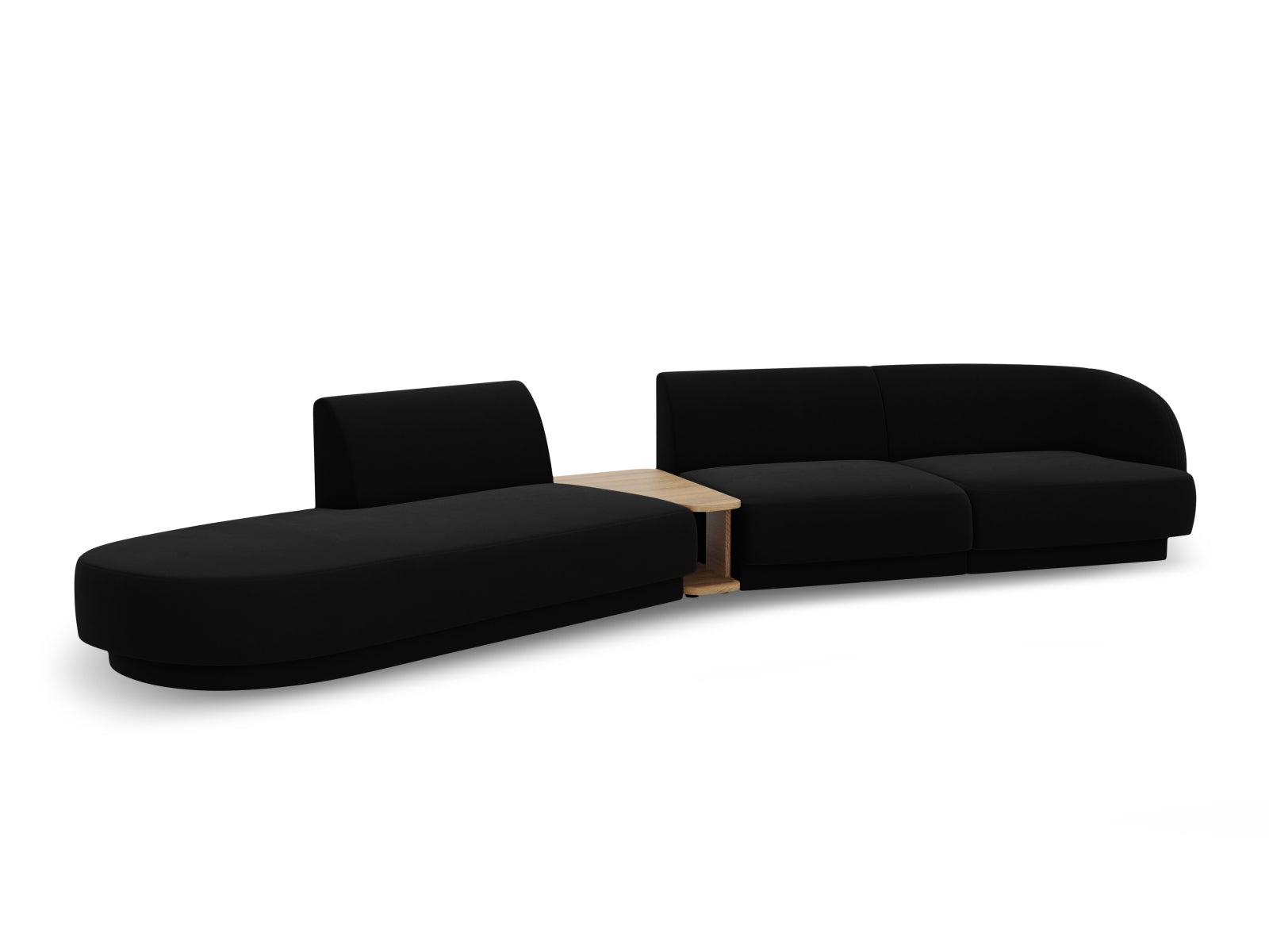 Miley Velour modulares Sofa links 4 Sitzer in Black präsentiert im Onlineshop von KAQTU Design AG. L-Sofa links ist von Micadoni