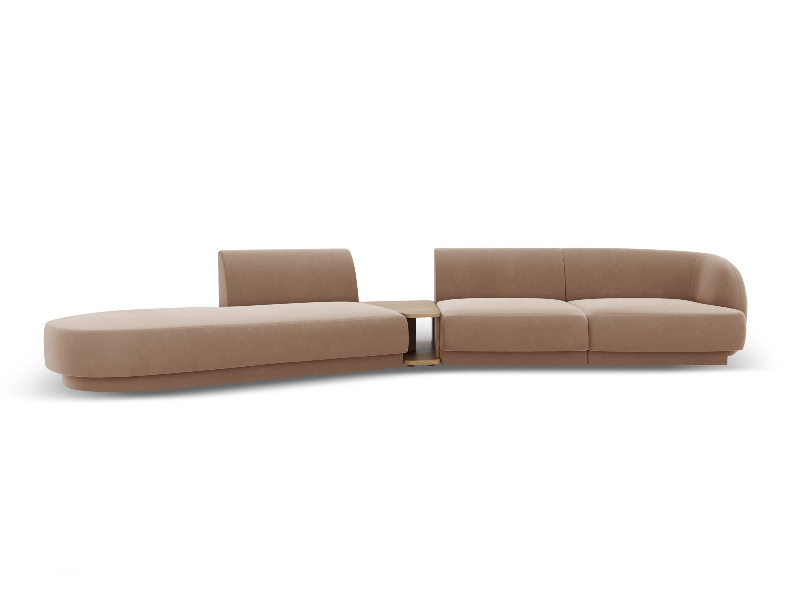 Miley Velour modulares Sofa links 4 Sitzer in Cappuccino präsentiert im Onlineshop von KAQTU Design AG. L-Sofa links ist von Micadoni