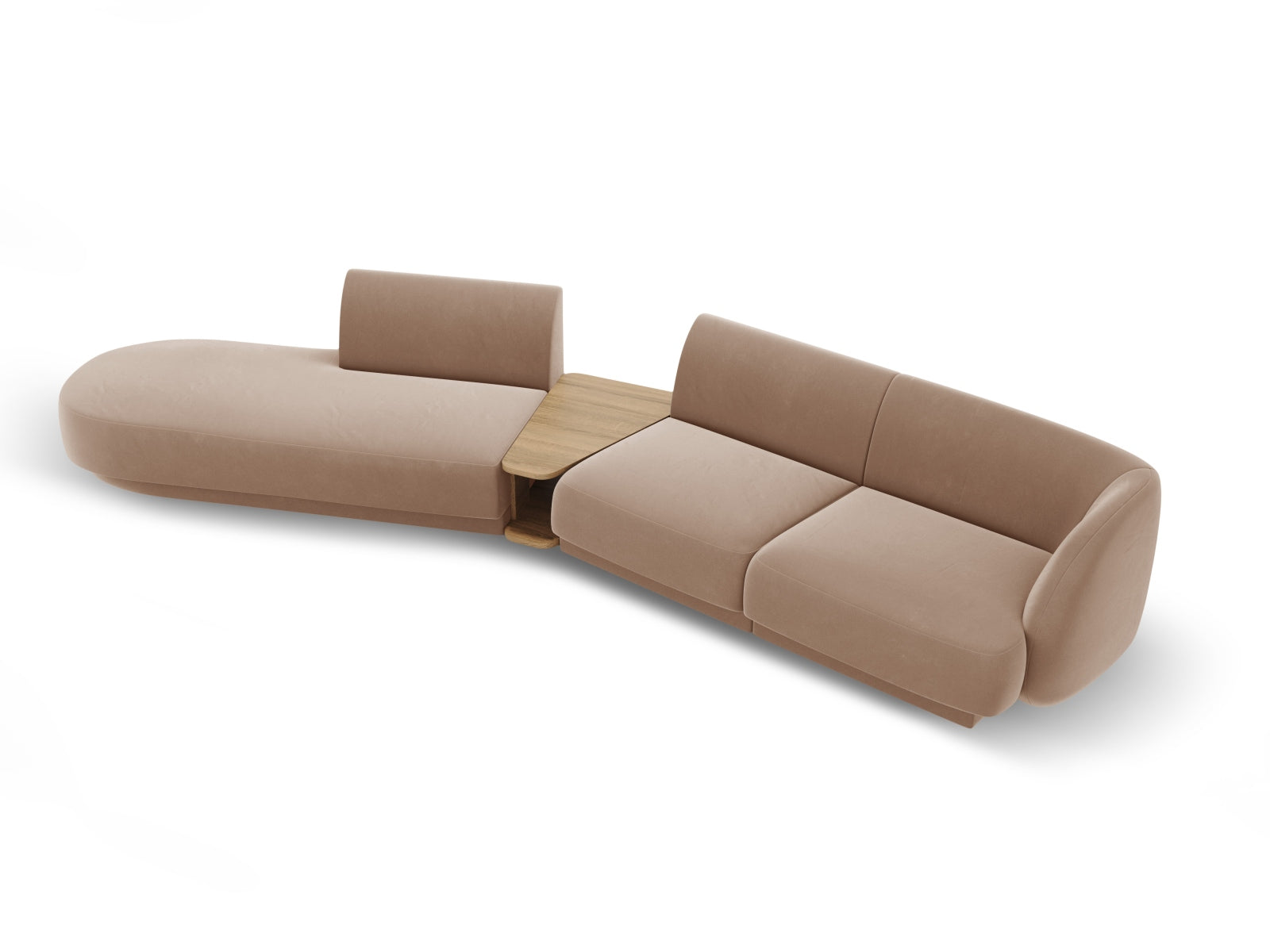 Miley Velour modulares Sofa links 4 Sitzer in Cappuccino präsentiert im Onlineshop von KAQTU Design AG. L-Sofa links ist von Micadoni