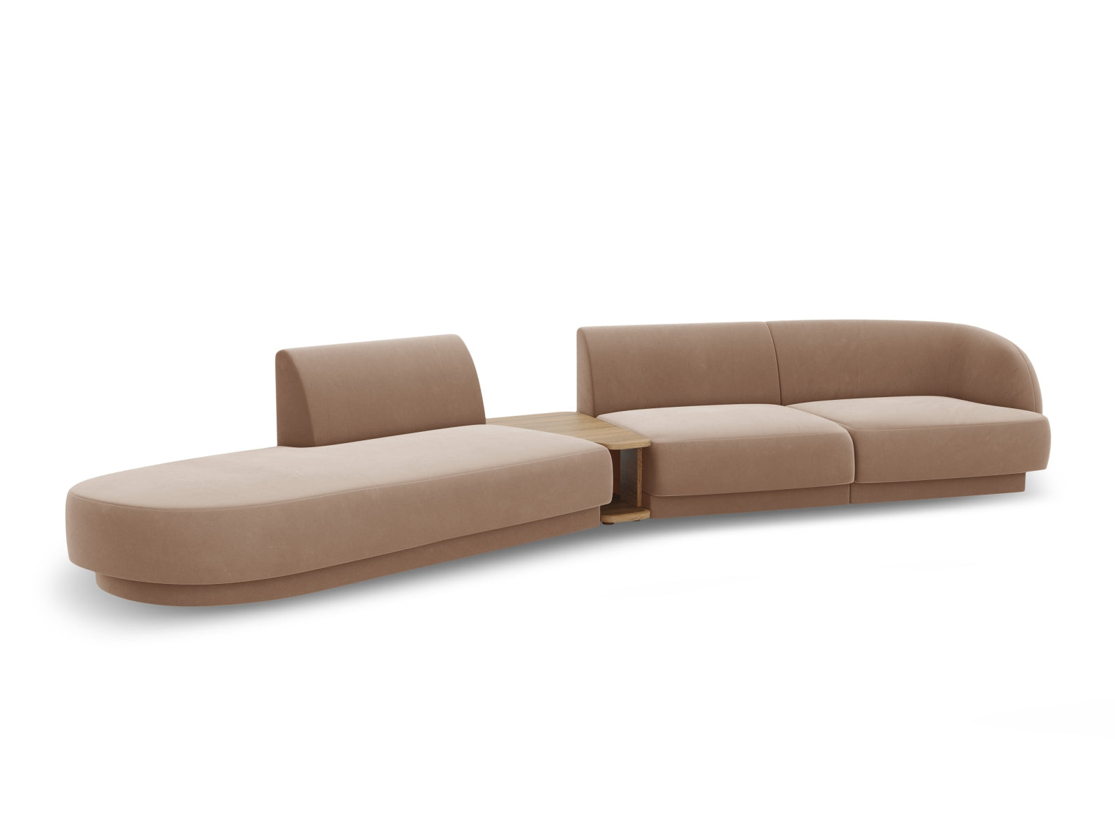 Miley Velour modulares Sofa links 4 Sitzer in Cappuccino präsentiert im Onlineshop von KAQTU Design AG. L-Sofa links ist von Micadoni