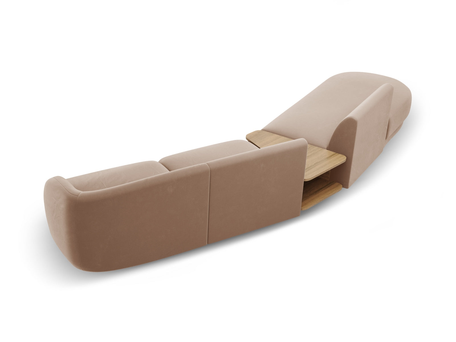 Miley Velour modulares Sofa links 4 Sitzer in Cappuccino präsentiert im Onlineshop von KAQTU Design AG. L-Sofa links ist von Micadoni