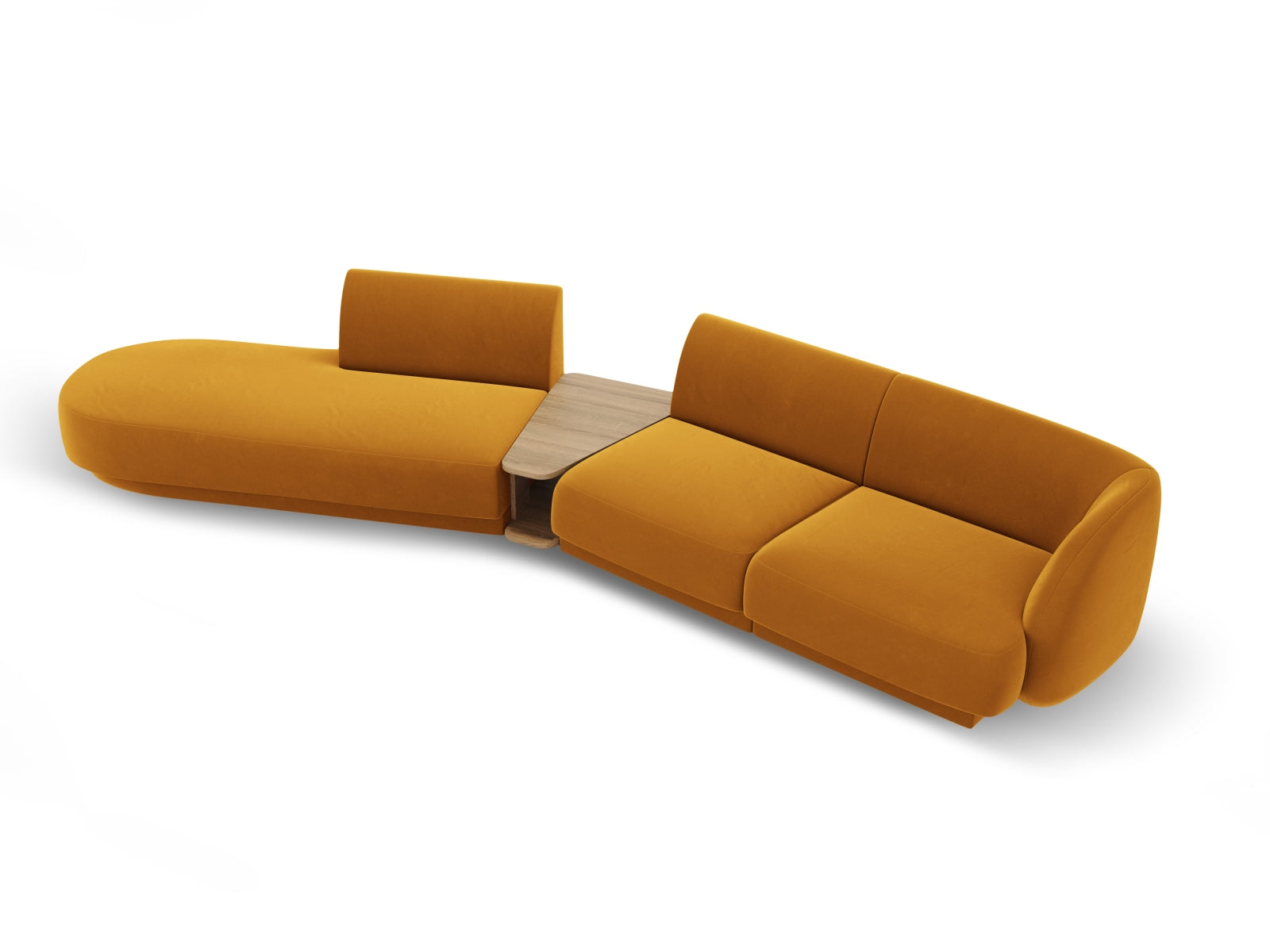 Miley Velour modulares Sofa links 4 Sitzer in Yellow präsentiert im Onlineshop von KAQTU Design AG. L-Sofa links ist von Micadoni