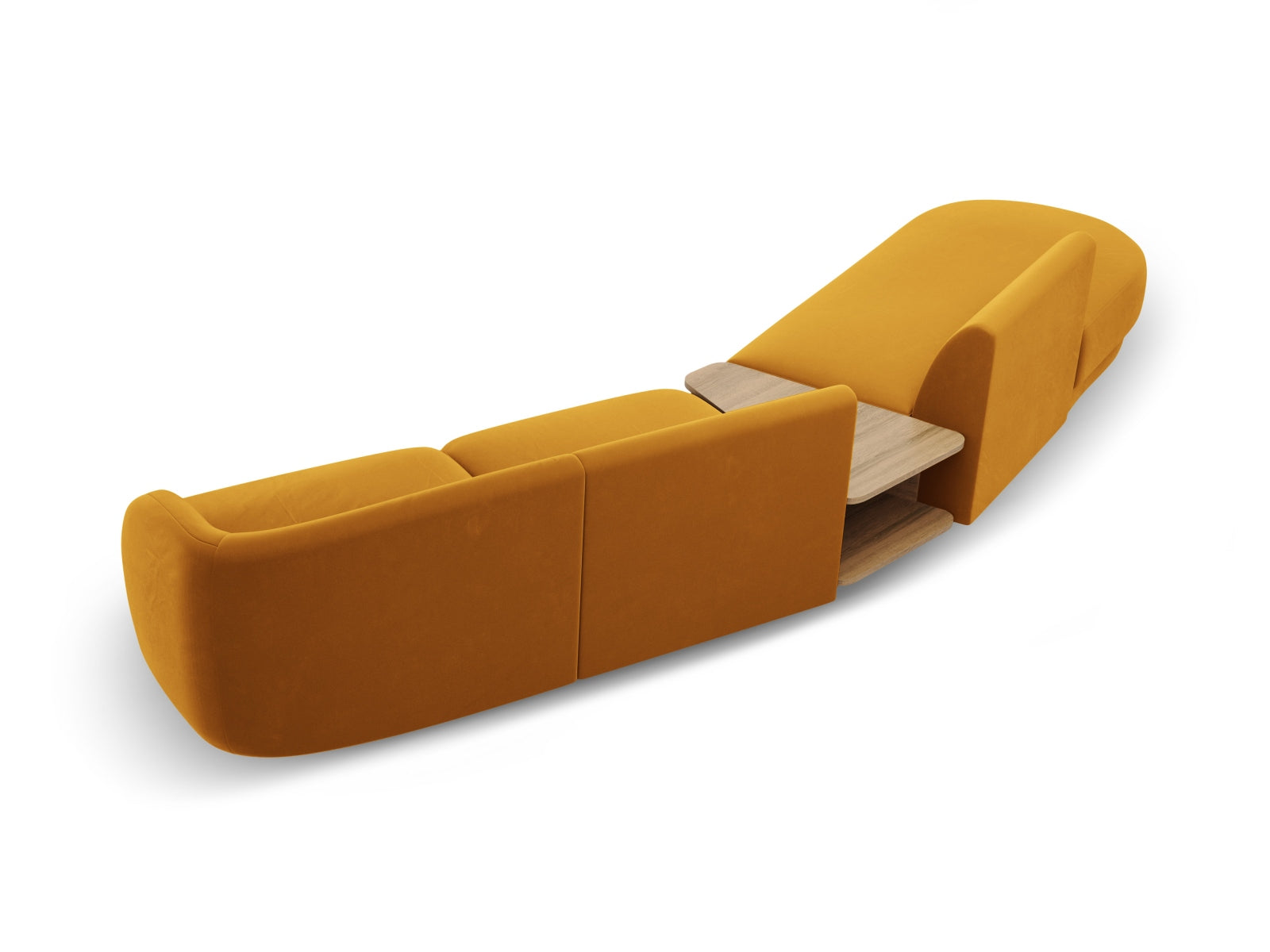 Miley Velour modulares Sofa links 4 Sitzer in Yellow präsentiert im Onlineshop von KAQTU Design AG. L-Sofa links ist von Micadoni