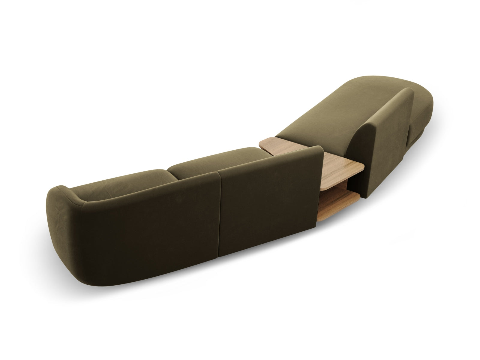 Miley Velour modulares Sofa links 4 Sitzer in Green präsentiert im Onlineshop von KAQTU Design AG. L-Sofa links ist von Micadoni