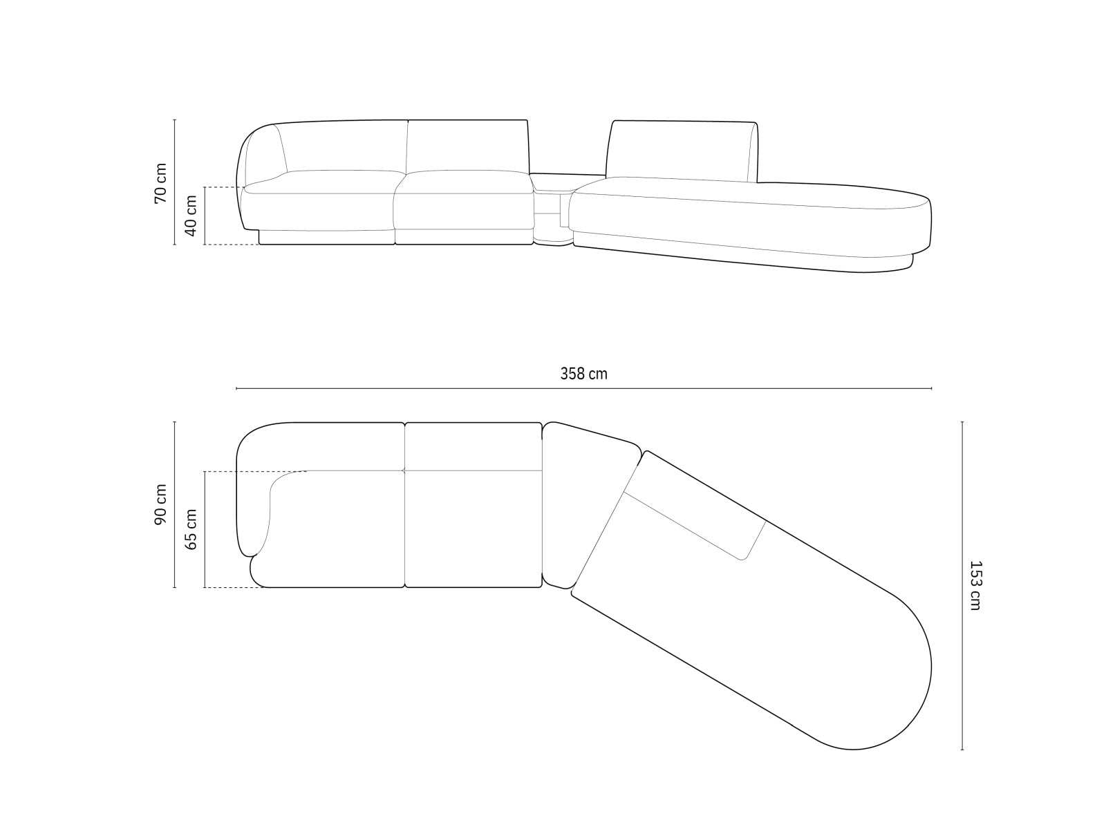 Miley Modulares Sofa rechts 4 Sitzer in Petrol präsentiert im Onlineshop von KAQTU Design AG. L-Sofa rechts ist von Micadoni