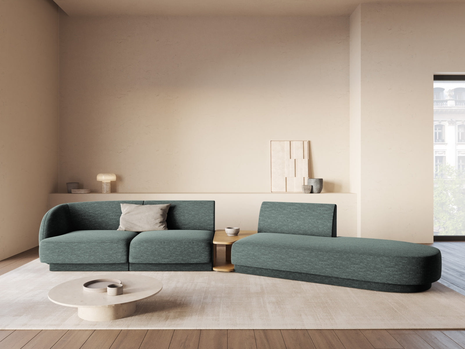 Miley Modulares Sofa rechts 4 Sitzer in Petrol präsentiert im Onlineshop von KAQTU Design AG. L-Sofa rechts ist von Micadoni