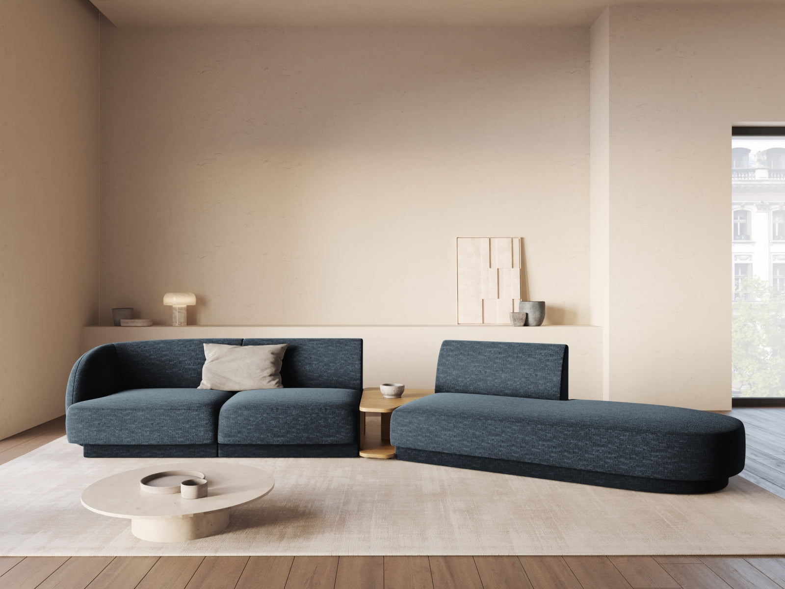 Miley Modulares Sofa rechts 4 Sitzer in Royal Blue präsentiert im Onlineshop von KAQTU Design AG. L-Sofa rechts ist von Micadoni