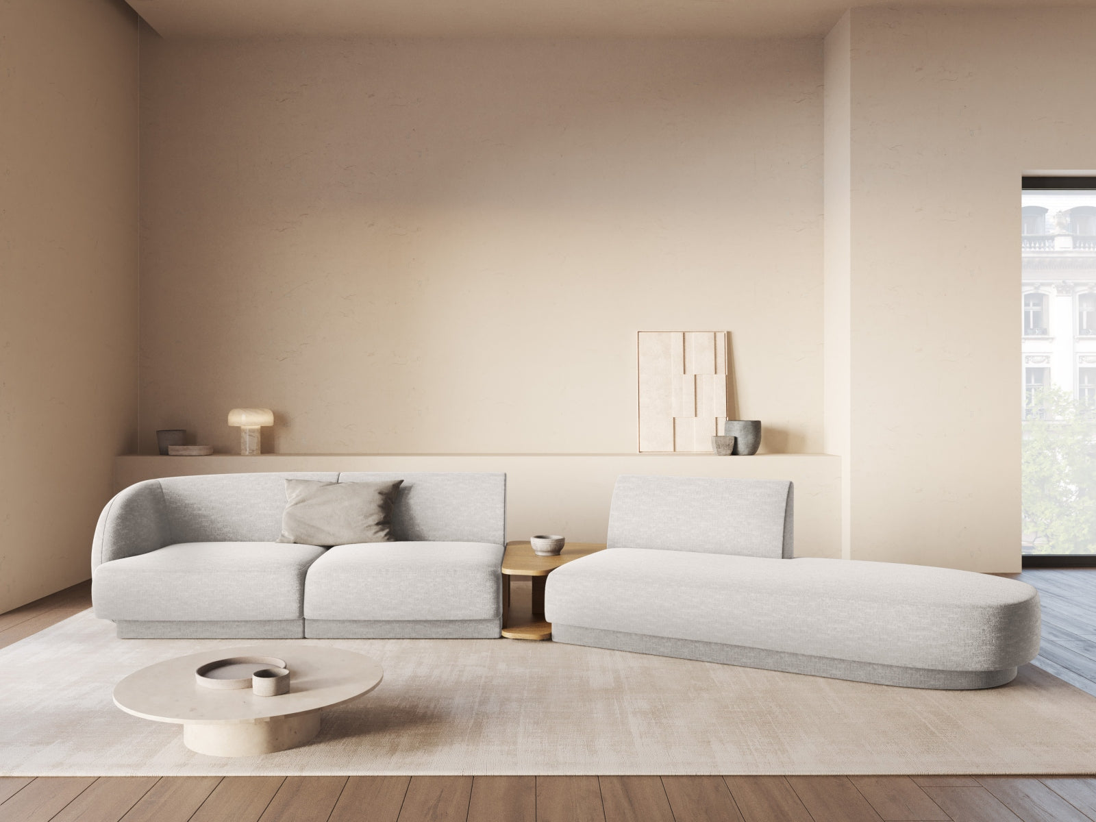 Miley Modulares Sofa rechts 4 Sitzer in Light Grey präsentiert im Onlineshop von KAQTU Design AG. L-Sofa rechts ist von Micadoni