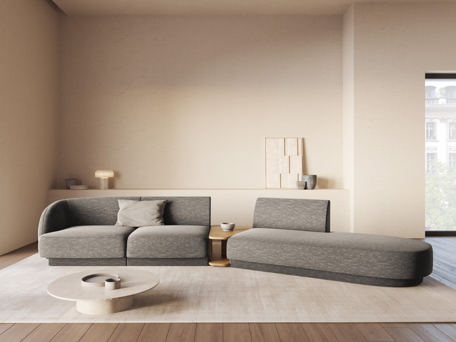 Miley Modulares Sofa rechts 4 Sitzer in Grey präsentiert im Onlineshop von KAQTU Design AG. L-Sofa rechts ist von Micadoni