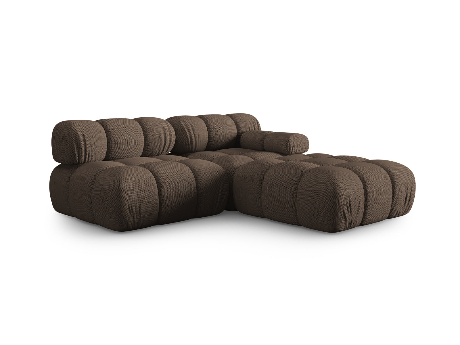 Modulares Bellis Sofa in warmem Braun, 4-Sitzer mit rechter Armlehne, perfekt für gemütliche und moderne Wohnräume.