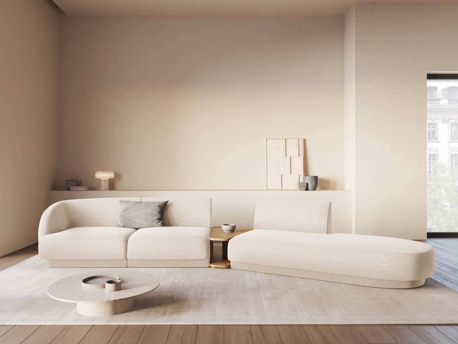 Miley Modulares Sofa rechts 4 Sitzer in Ivory präsentiert im Onlineshop von KAQTU Design AG. L-Sofa rechts ist von Micadoni