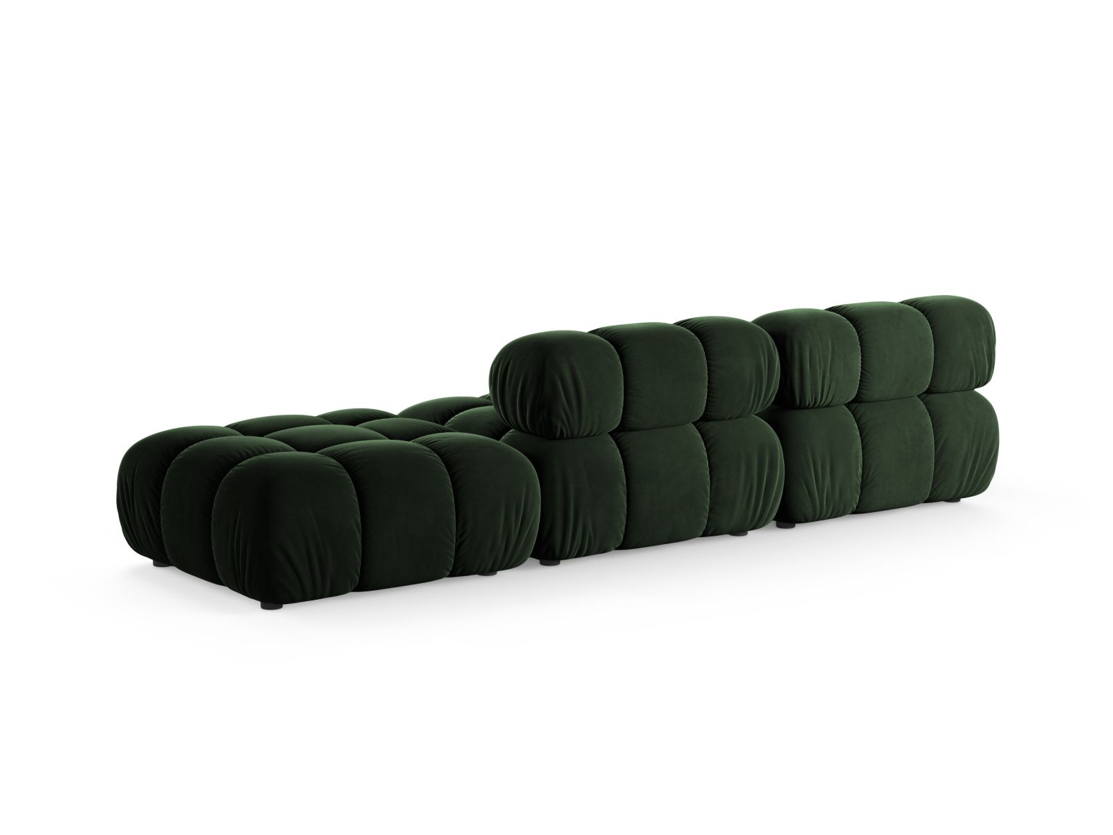 Elegantes 4-Sitzer Sofa Bellis in sattem Flaschengrün, ideal für stilvolle Wohnräume und anpassbare Einrichtungslösungen.