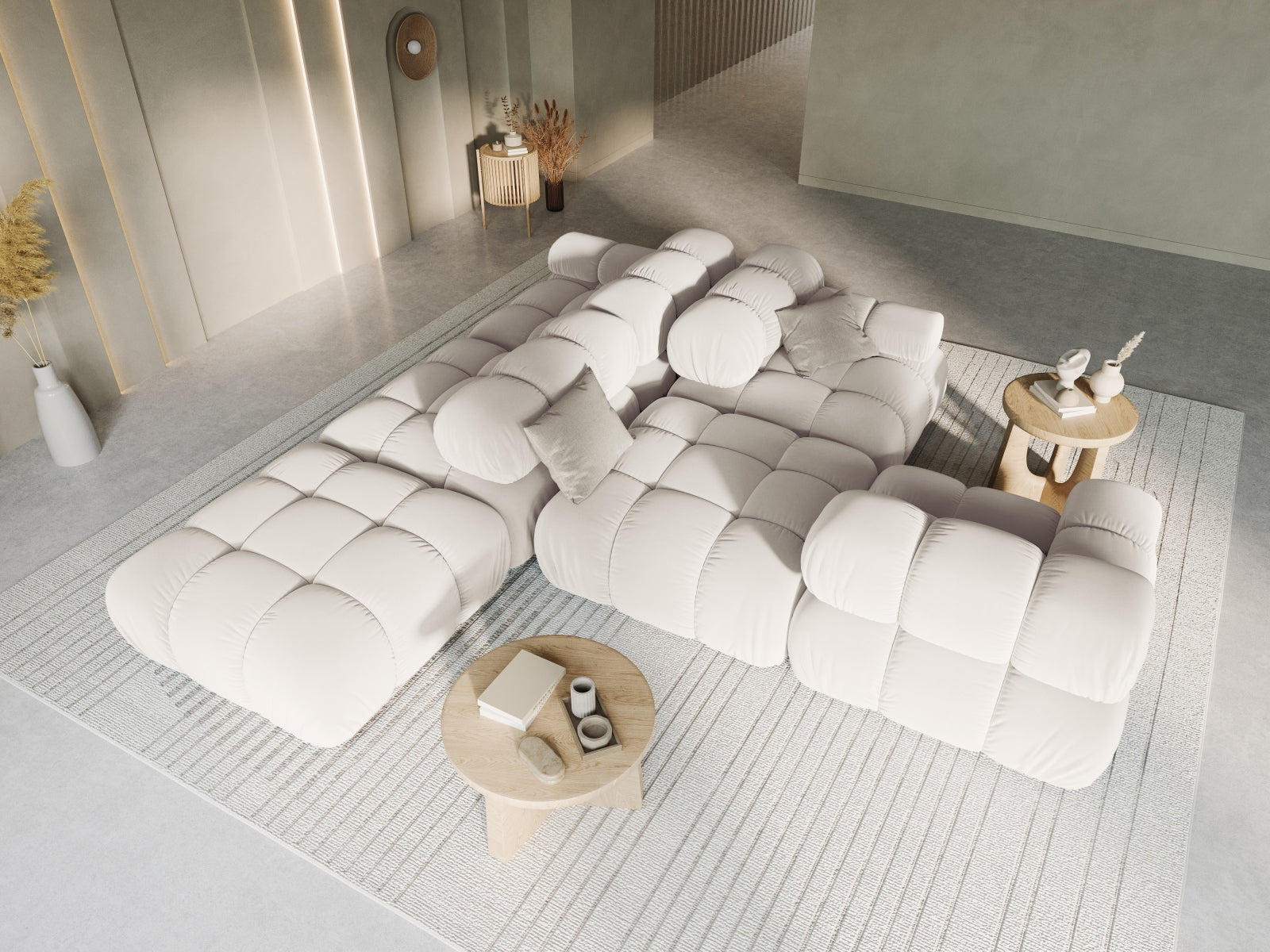 Entdecken Sie das stilvolle Bellis Velour Sofa von Micadoni – ein elegantes, modulares 4-Sitzer Sofa in luxuriösem Velour, ideal für Ihr Zuhause.