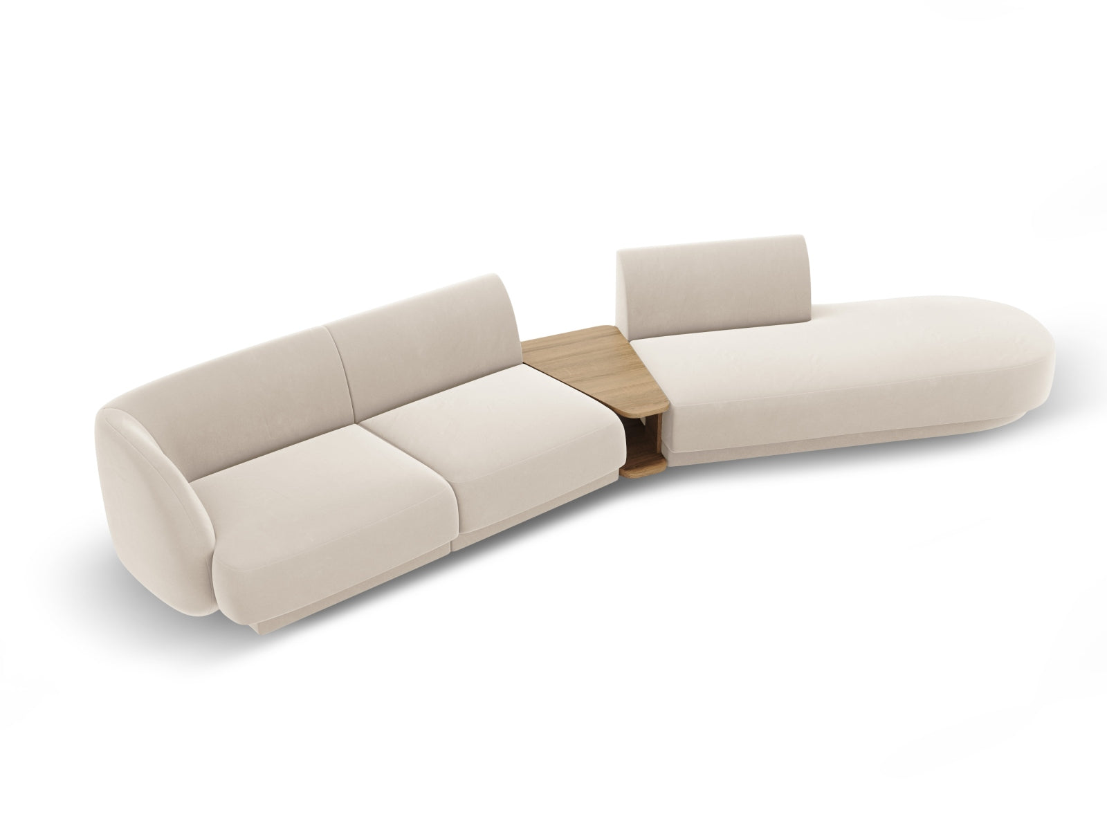 Miley Velour modulares Sofa rechts 4 Sitzer in Light Beige präsentiert im Onlineshop von KAQTU Design AG. L-Sofa rechts ist von Micadoni