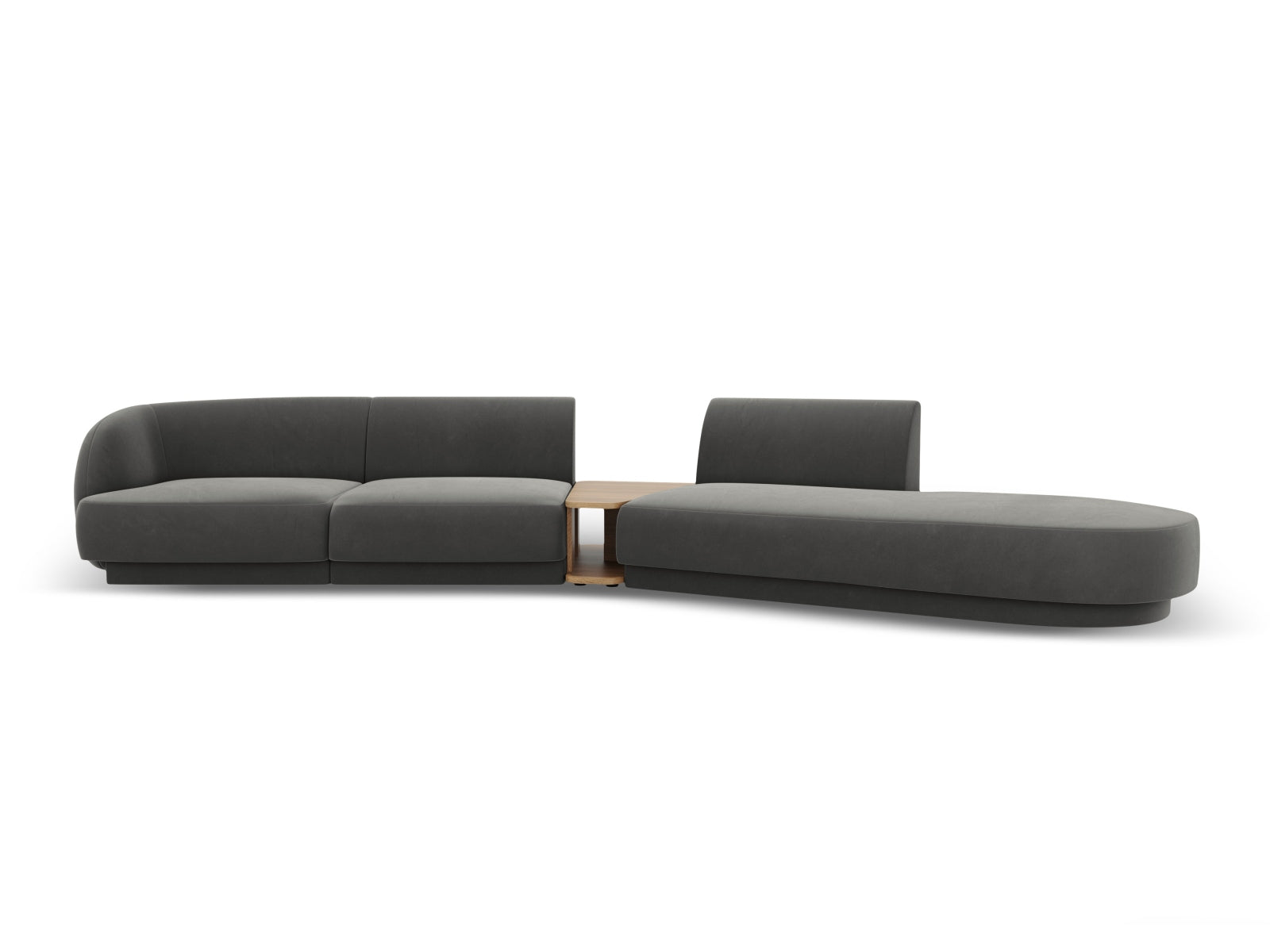 Miley Velour modulares Sofa rechts 4 Sitzer in Light Grey präsentiert im Onlineshop von KAQTU Design AG. L-Sofa rechts ist von Micadoni