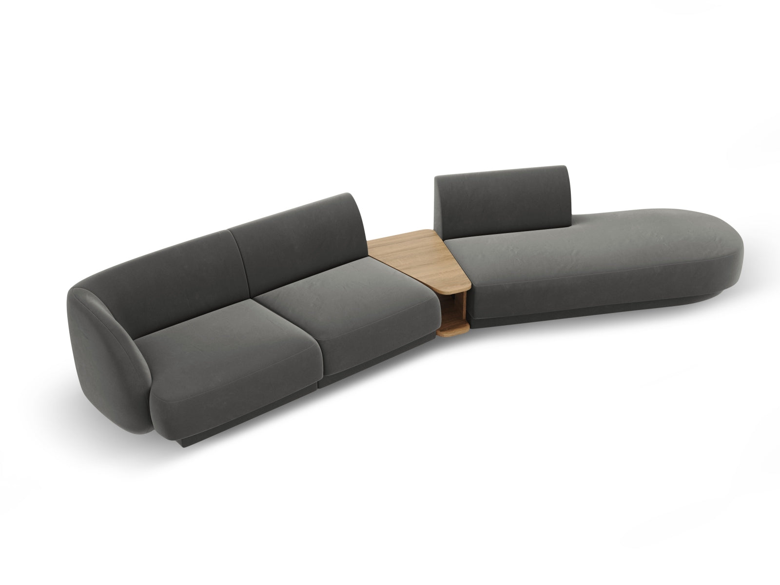 Miley Velour modulares Sofa rechts 4 Sitzer in Light Grey präsentiert im Onlineshop von KAQTU Design AG. L-Sofa rechts ist von Micadoni
