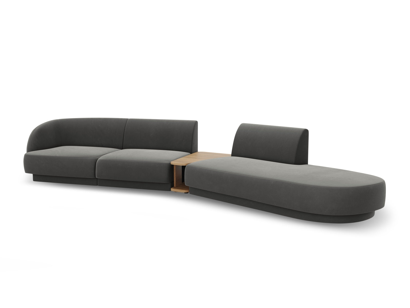 Miley Velour modulares Sofa rechts 4 Sitzer in Light Grey präsentiert im Onlineshop von KAQTU Design AG. L-Sofa rechts ist von Micadoni