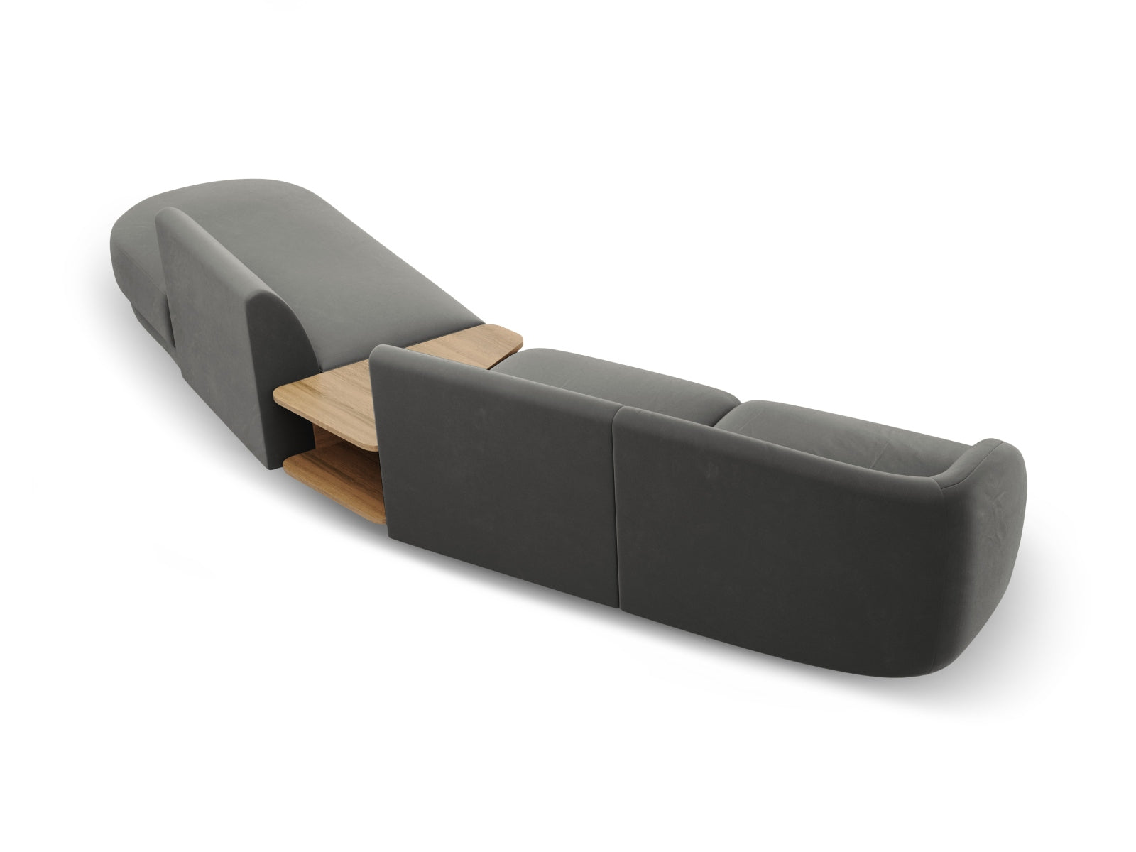 Miley Velour modulares Sofa rechts 4 Sitzer in Light Grey präsentiert im Onlineshop von KAQTU Design AG. L-Sofa rechts ist von Micadoni