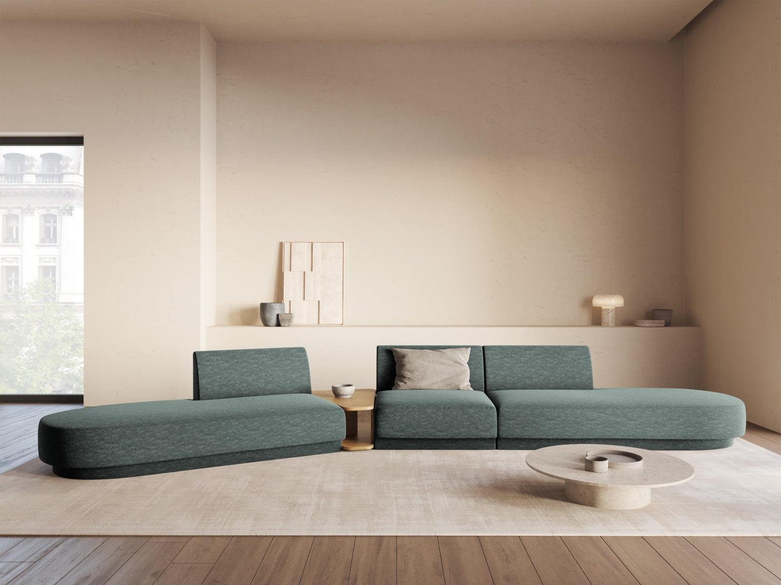 Miley Modulares Sofa links 5 Sitzer in Petrol präsentiert im Onlineshop von KAQTU Design AG. L-Sofa links ist von Micadoni