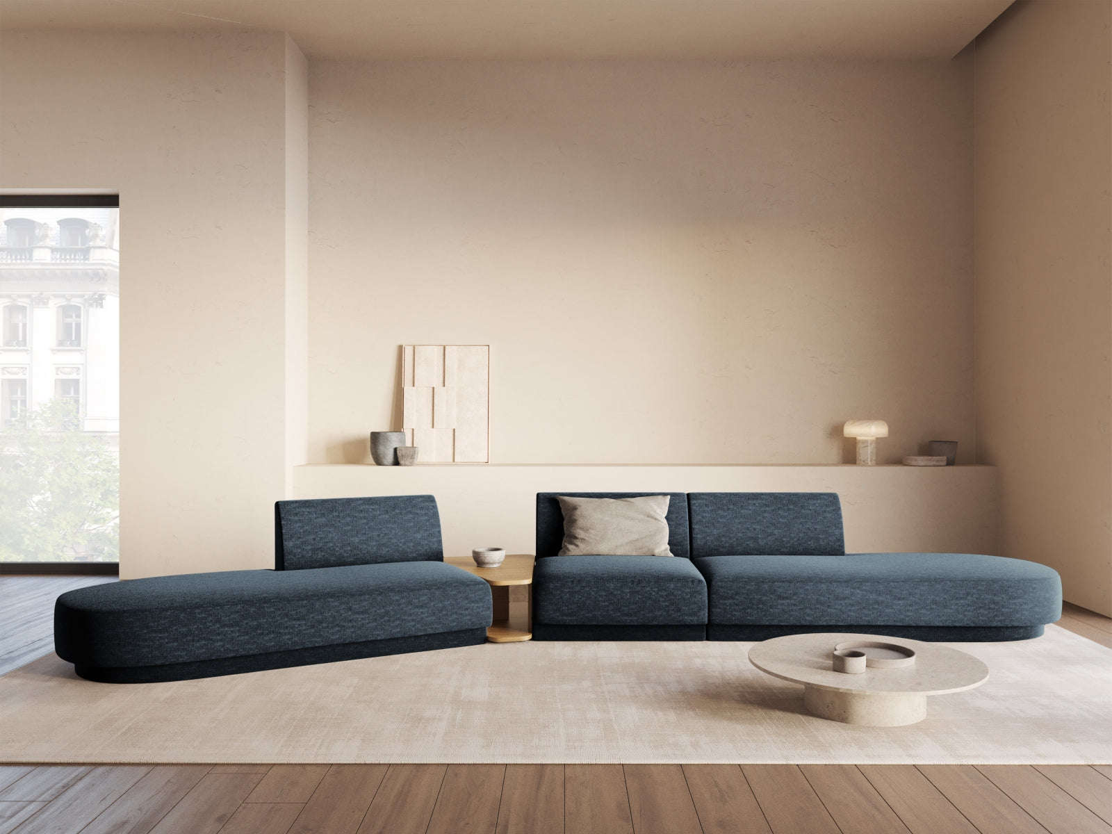 Miley Modulares Sofa links 5 Sitzer in Royal Blue präsentiert im Onlineshop von KAQTU Design AG. L-Sofa links ist von Micadoni
