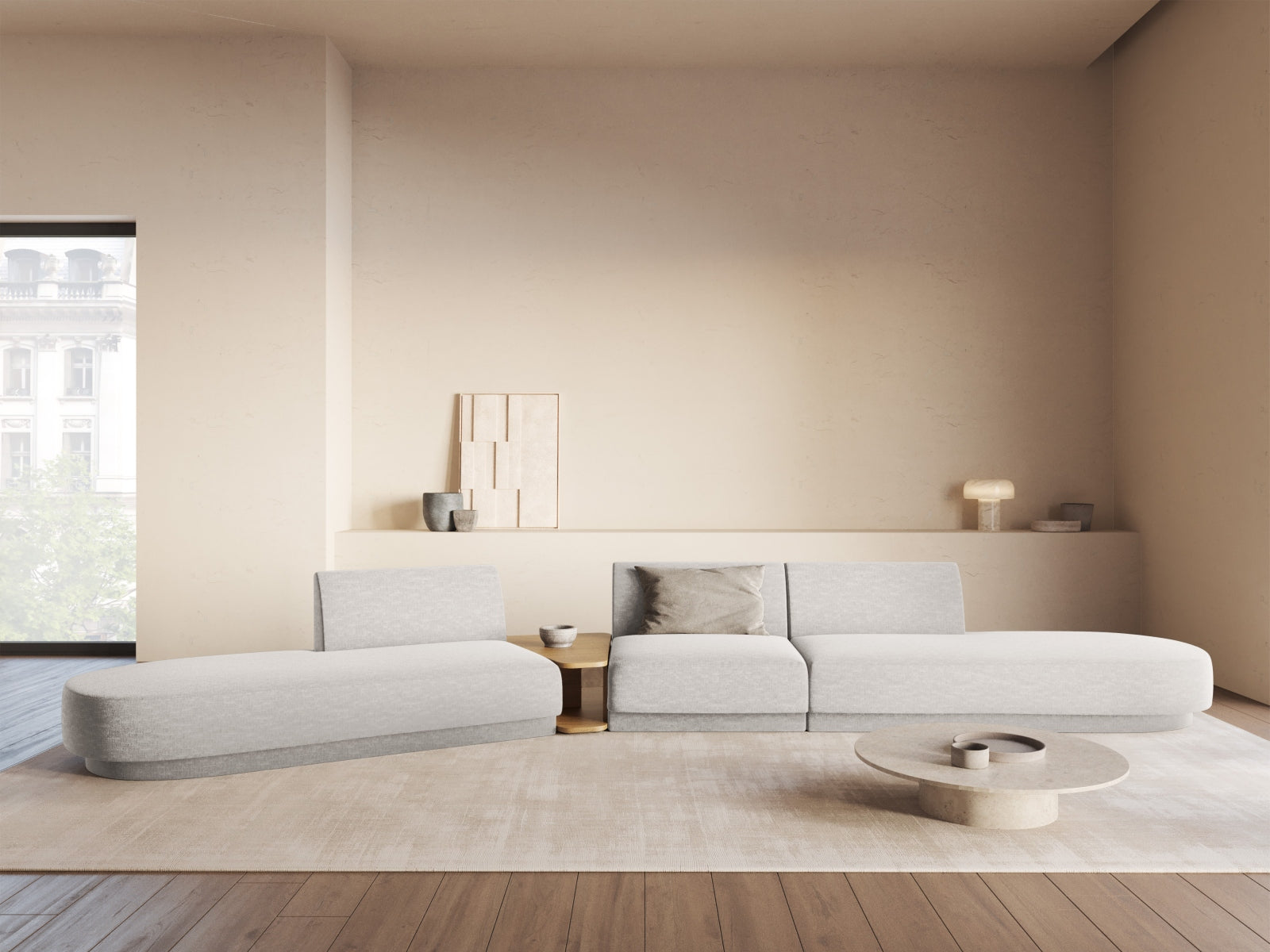 Miley Modulares Sofa links 5 Sitzer in Light Grey präsentiert im Onlineshop von KAQTU Design AG. L-Sofa links ist von Micadoni