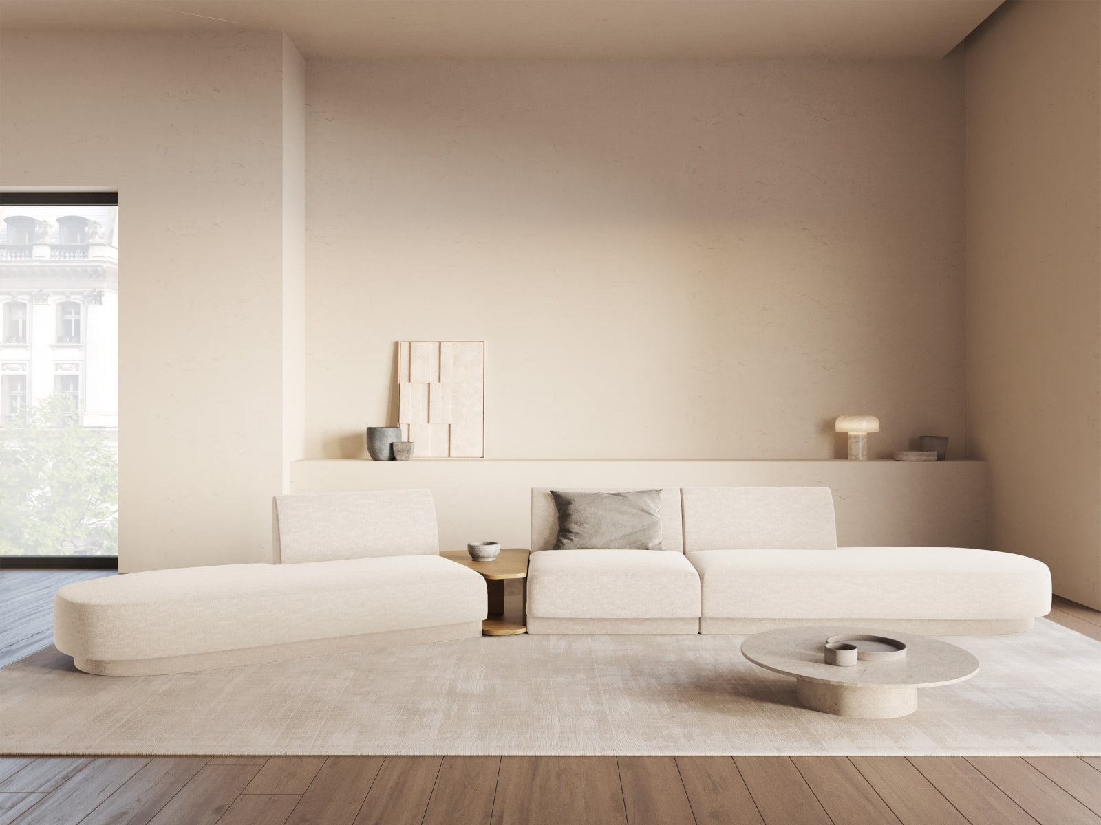 Miley Modulares Sofa links 5 Sitzer in Ivory präsentiert im Onlineshop von KAQTU Design AG. L-Sofa links ist von Micadoni