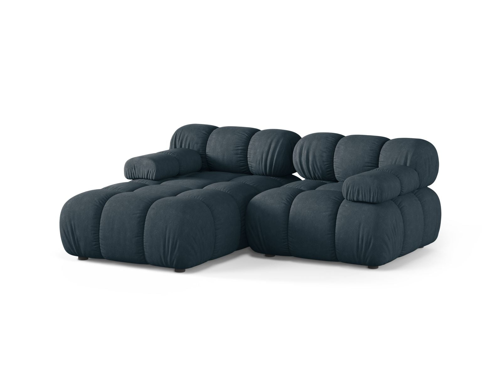 Modulares 3-Sitzer Ecksofa Bellis in tiefem Petrol, stilvoll und komfortabel, ideal für moderne Wohnräume.
