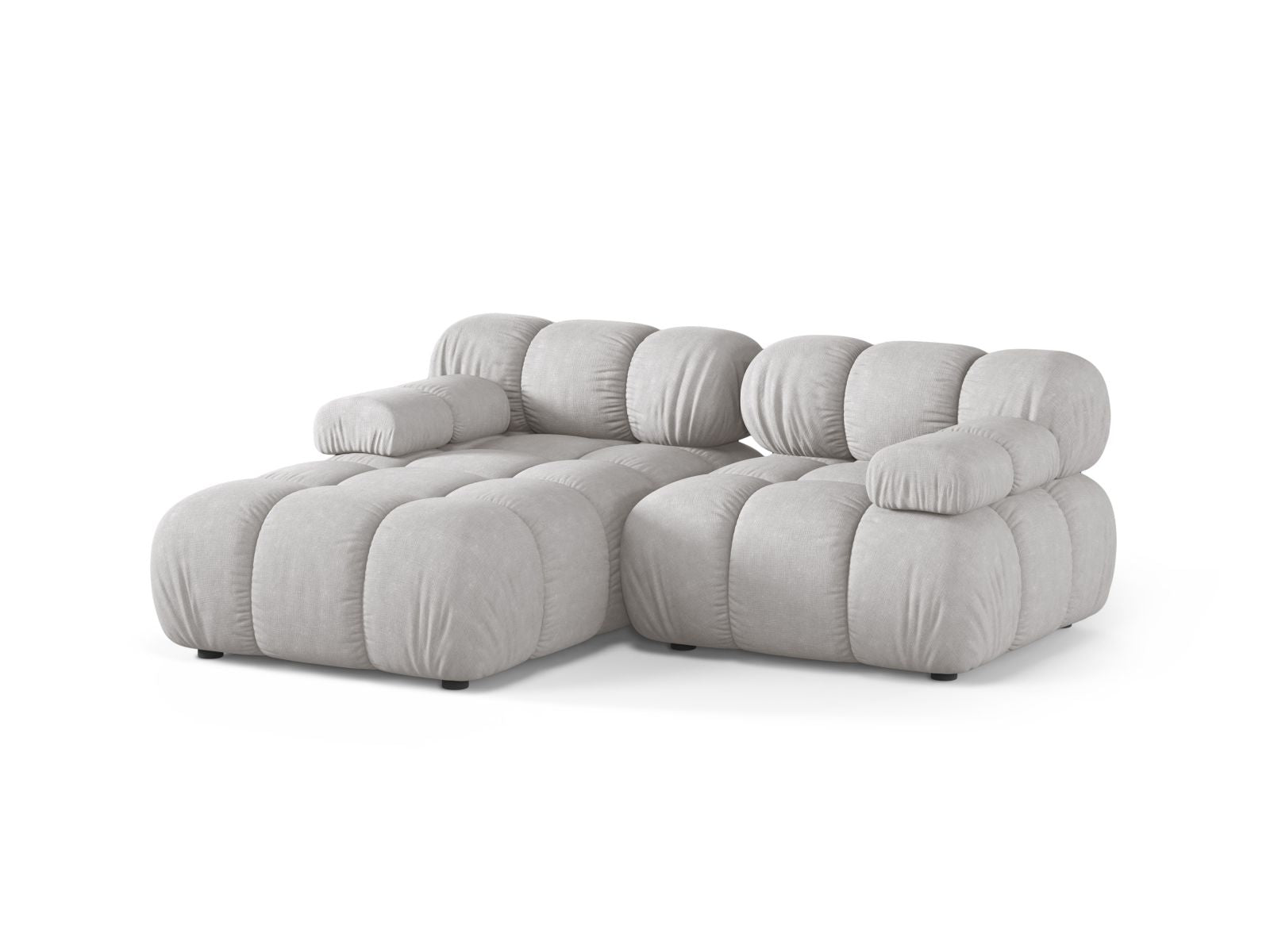 Modulares 3-Sitzer Ecksofa Bellis in hellem Grau, stilvoll und modern, ideal für Ihr Wohnzimmer, präsentiert von Micadoni.