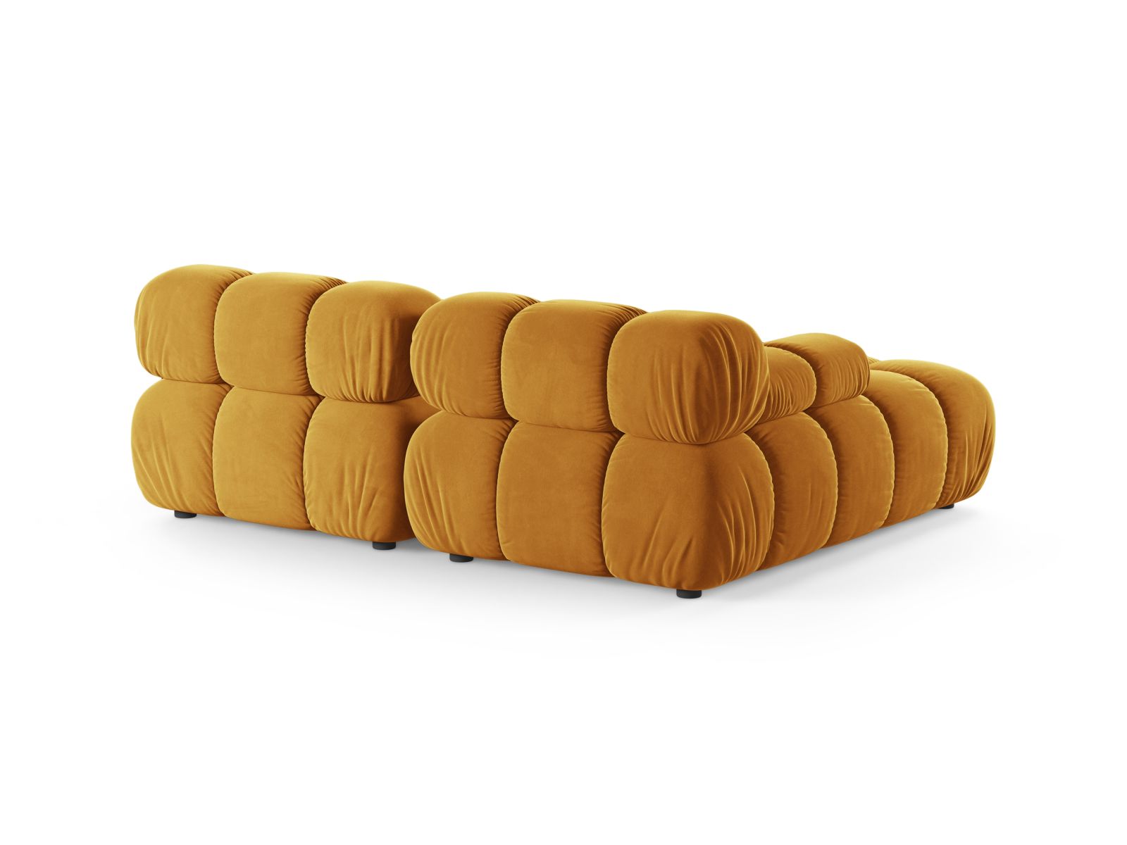 Stylisches 3-Sitzer Ecksofa links Bellis in strahlendem Gelb, ideal für trendbewusste Wohnräume und entspannte Abende.