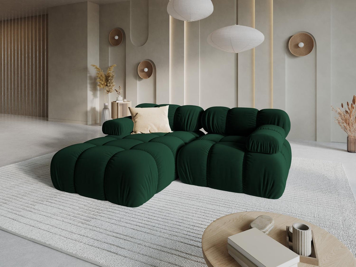 Bellis Velour modulares Ecksofa links 3 Sitzer 155cm in Bottle Green-Bluvel präsentiert im Onlineshop von KAQTU Design AG. L-Sofa links ist von Micadoni