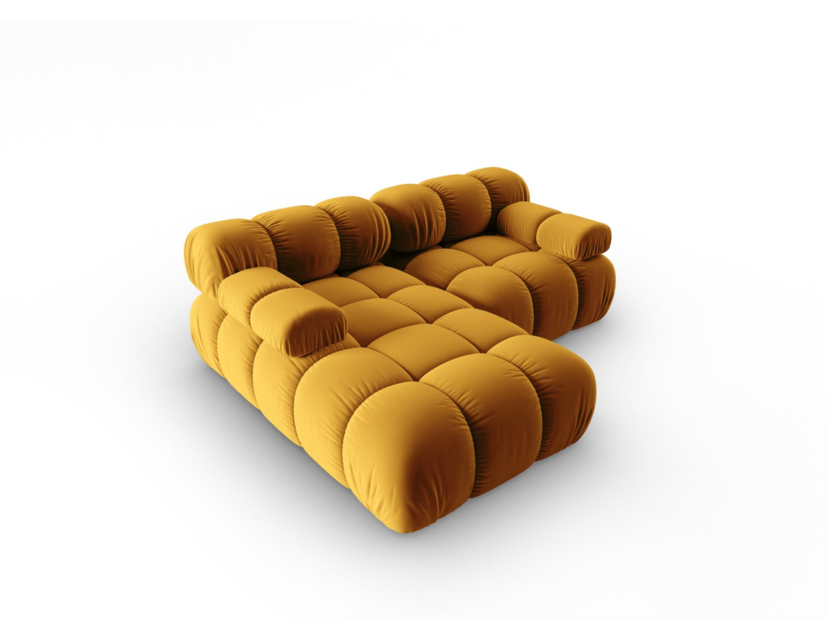 Bellis Velour modulares Ecksofa links 3 Sitzer 155cm in Yellow-Bluvel präsentiert im Onlineshop von KAQTU Design AG. L-Sofa links ist von Micadoni