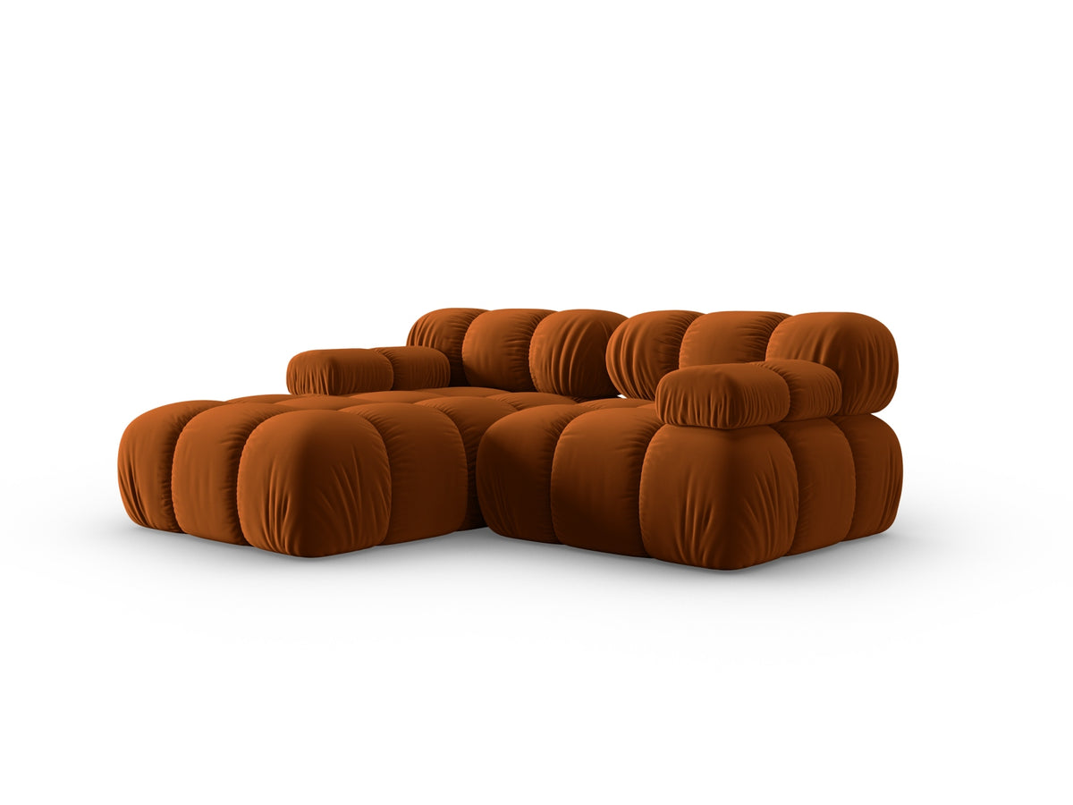Bellis Velour modulares Ecksofa links 3 Sitzer 155cm in Terracotta-Bluvel präsentiert im Onlineshop von KAQTU Design AG. L-Sofa links ist von Micadoni