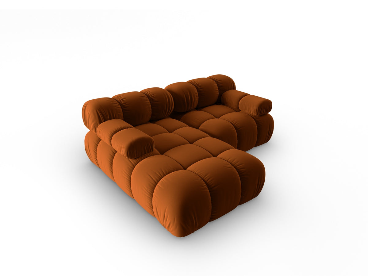 Bellis Velour modulares Ecksofa links 3 Sitzer 155cm in Terracotta-Bluvel präsentiert im Onlineshop von KAQTU Design AG. L-Sofa links ist von Micadoni