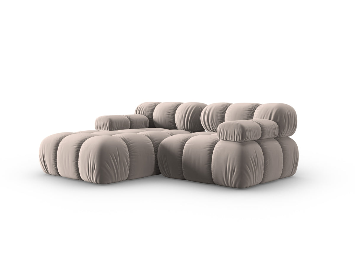 Bellis Velour modulares Ecksofa links 3 Sitzer 155cm in Cappuccino-Bluvel präsentiert im Onlineshop von KAQTU Design AG. Ecksofa links ist von Micadoni