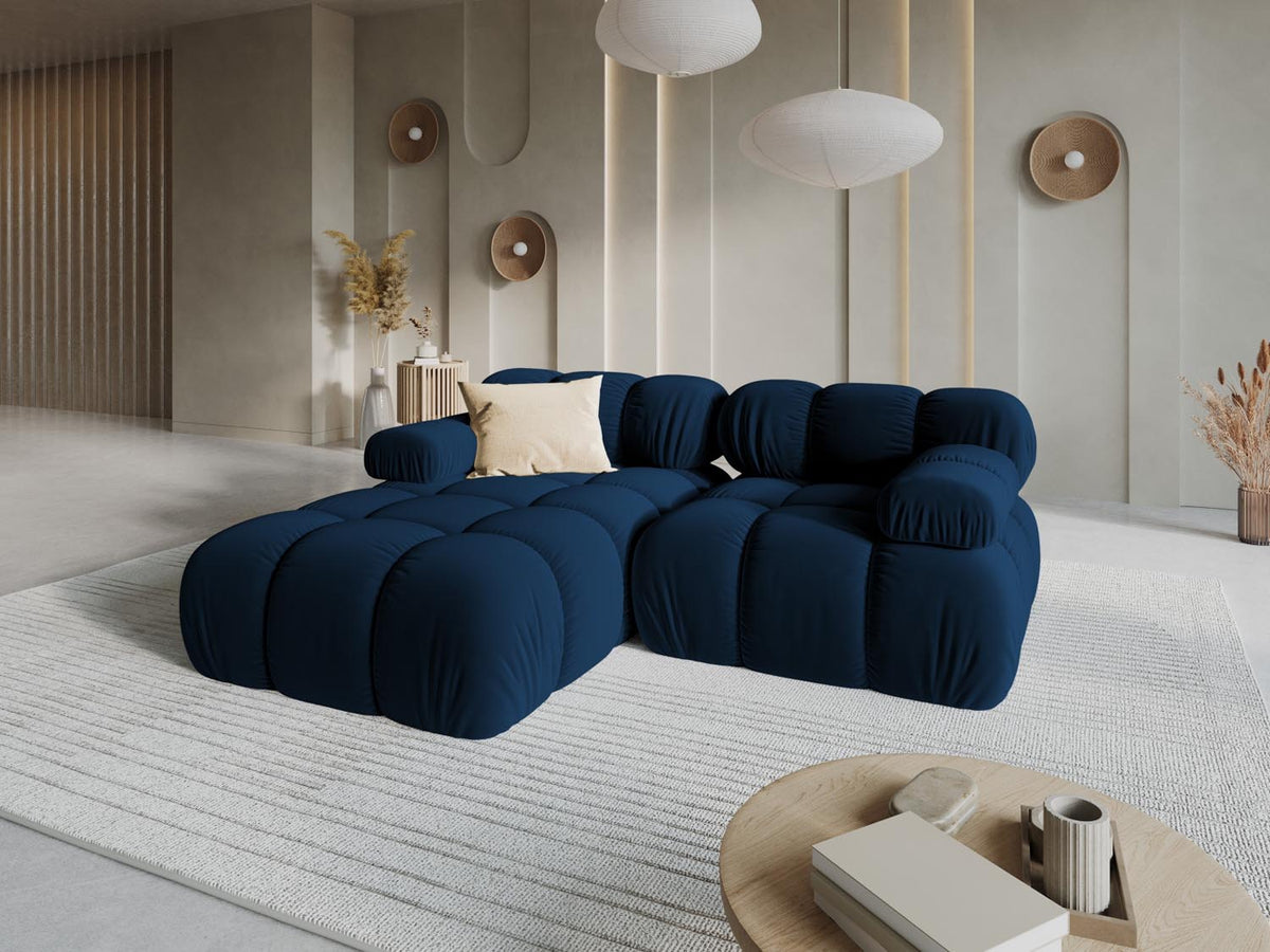 Bellis Velour modulares Ecksofa links 3 Sitzer 155cm in Royal Blue-Bluvel präsentiert im Onlineshop von KAQTU Design AG. L-Sofa links ist von Micadoni