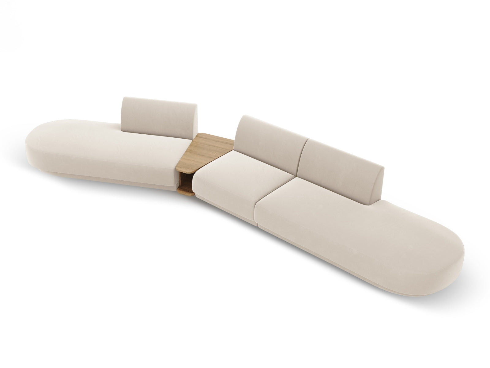 Miley Velour modulares Sofa links 5 Sitzer in Light Beige präsentiert im Onlineshop von KAQTU Design AG. L-Sofa links ist von Micadoni