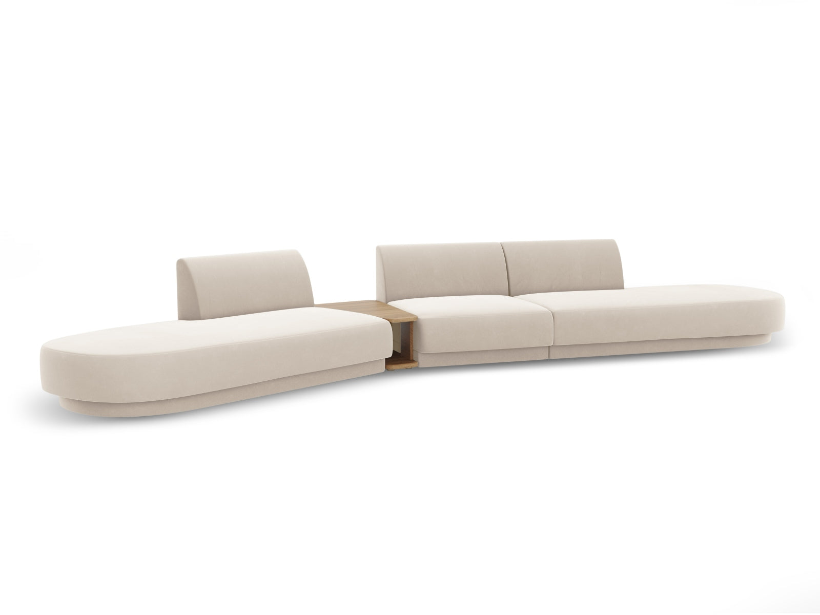 Miley Velour modulares Sofa links 5 Sitzer in Light Beige präsentiert im Onlineshop von KAQTU Design AG. L-Sofa links ist von Micadoni