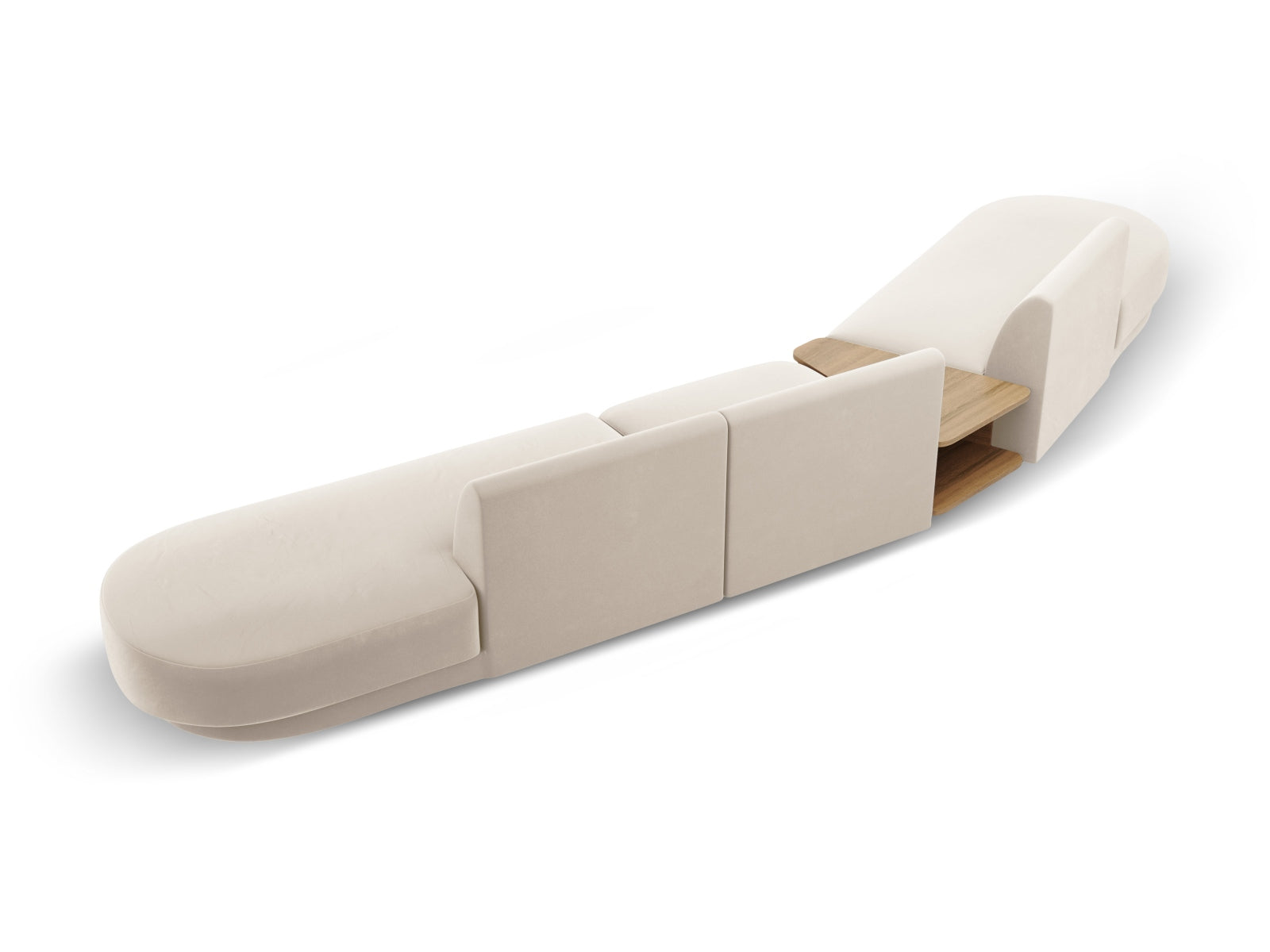 Miley Velour modulares Sofa links 5 Sitzer in Light Beige präsentiert im Onlineshop von KAQTU Design AG. L-Sofa links ist von Micadoni