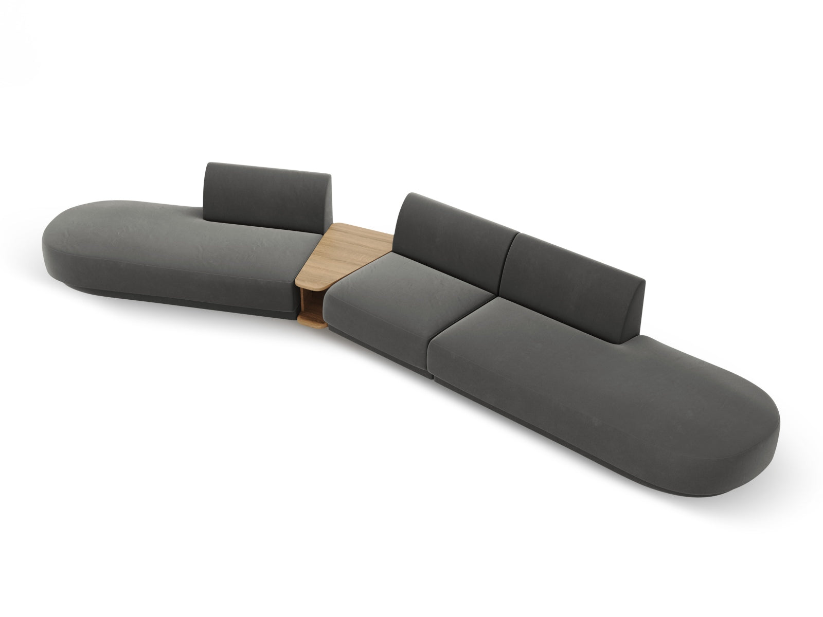 Miley Velour modulares Sofa links 5 Sitzer in Light Grey präsentiert im Onlineshop von KAQTU Design AG. L-Sofa links ist von Micadoni