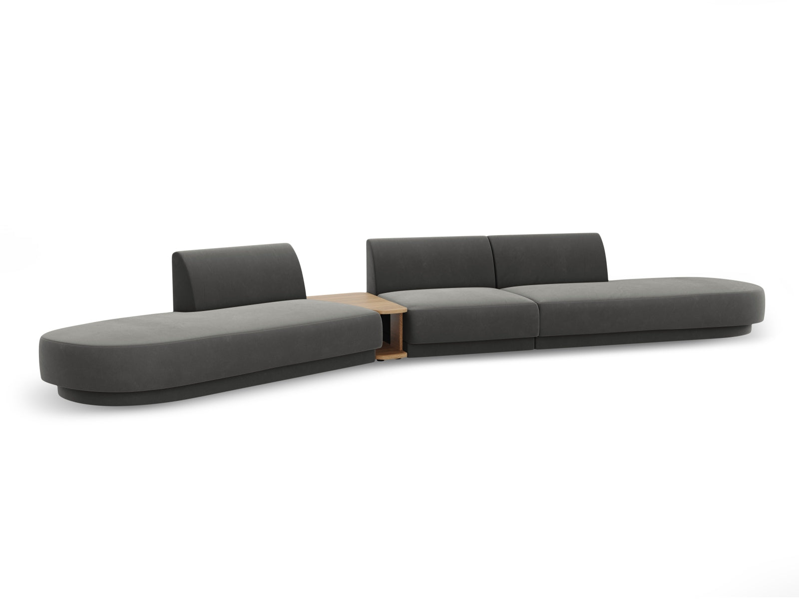 Miley Velour modulares Sofa links 5 Sitzer in Light Grey präsentiert im Onlineshop von KAQTU Design AG. L-Sofa links ist von Micadoni