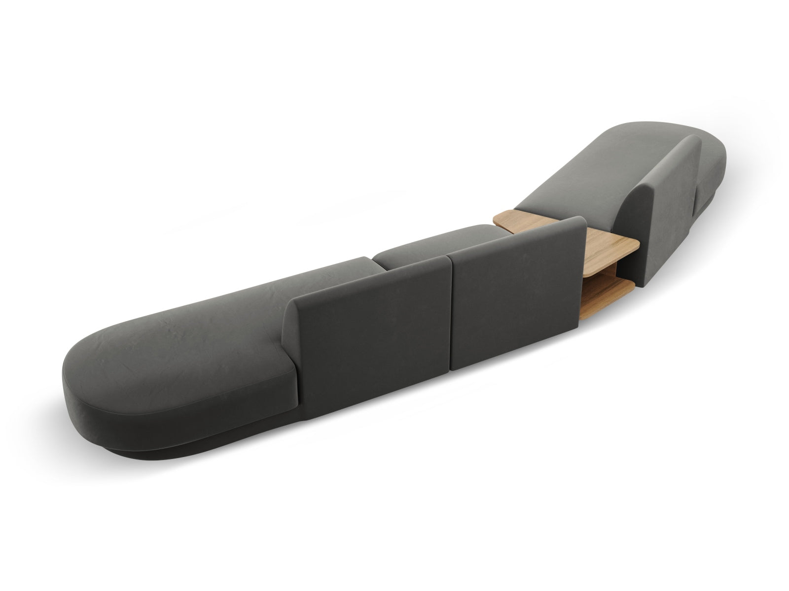 Miley Velour modulares Sofa links 5 Sitzer in Light Grey präsentiert im Onlineshop von KAQTU Design AG. L-Sofa links ist von Micadoni