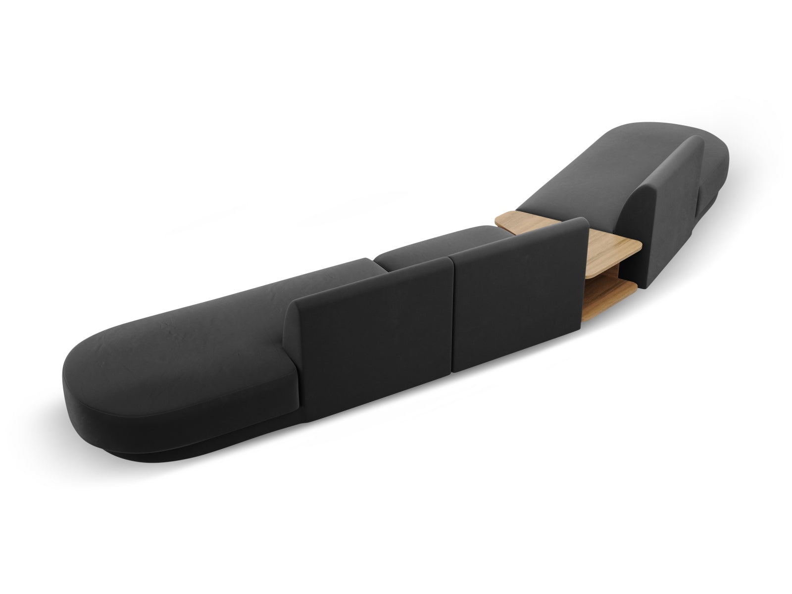 Miley Velour modulares Sofa links 5 Sitzer in Grey präsentiert im Onlineshop von KAQTU Design AG. L-Sofa links ist von Micadoni
