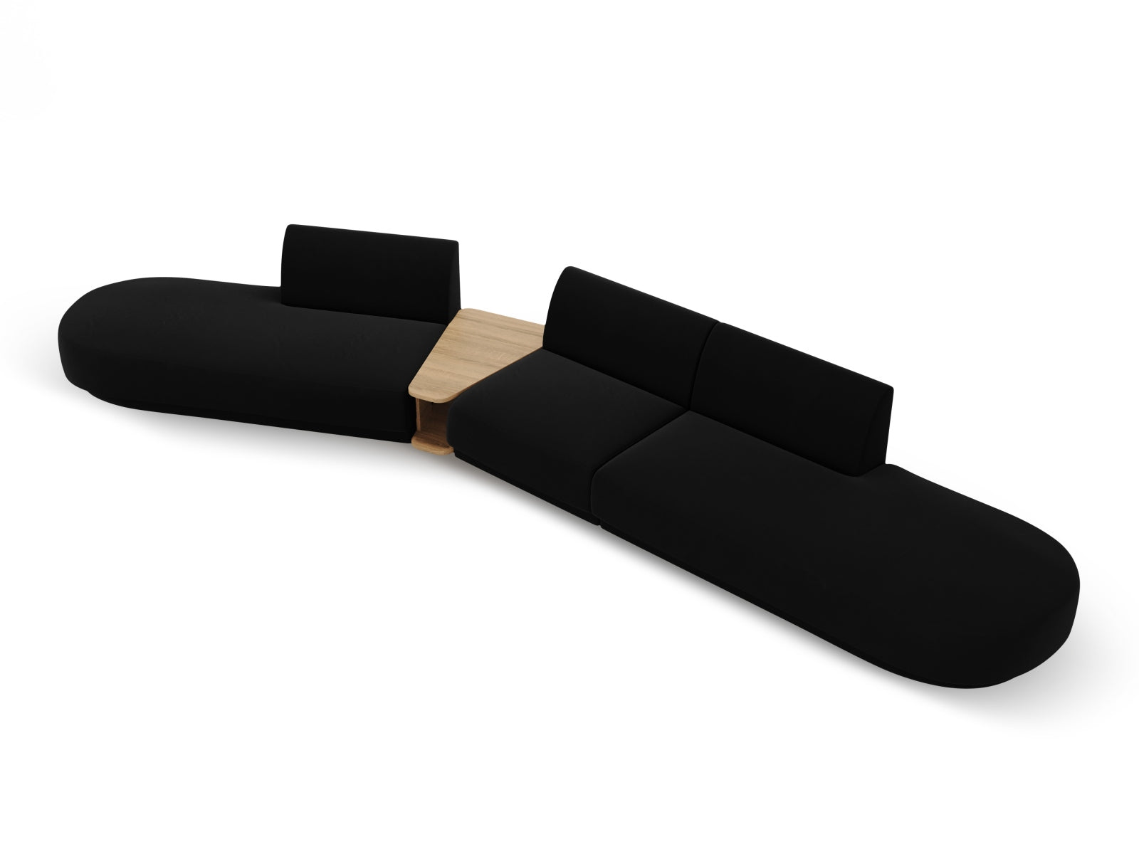 Miley Velour modulares Sofa links 5 Sitzer in Black präsentiert im Onlineshop von KAQTU Design AG. L-Sofa links ist von Micadoni